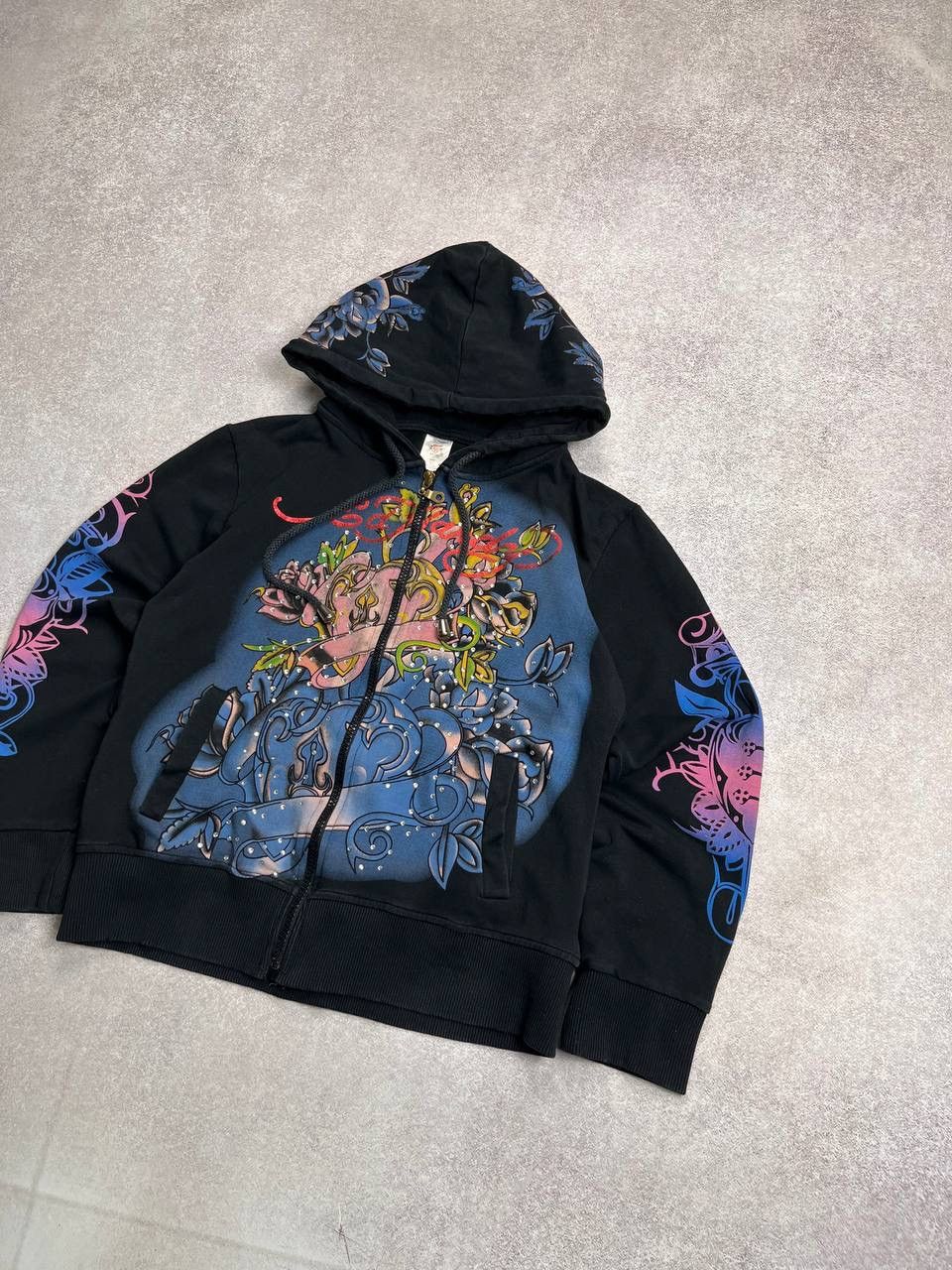 Ed Hardy × Vintage QUICK SALE⚡️VINTAGE ED HARDY TATOO STYLE BOXY ZIP HOODIE Y2K Size XL / US 12-14 / IT 48-50 - 3 Thumbnail