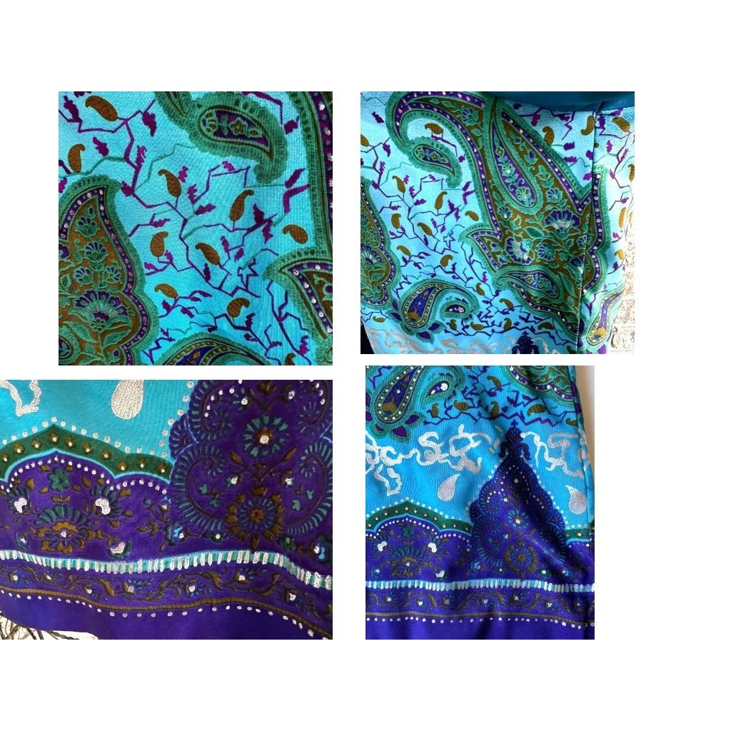 Designer × Vintage VTG Russell Scott Signature Blouse 12 Teal Metallic Silve Size XL / US 12-14 / IT 48-50 - 8 Thumbnail