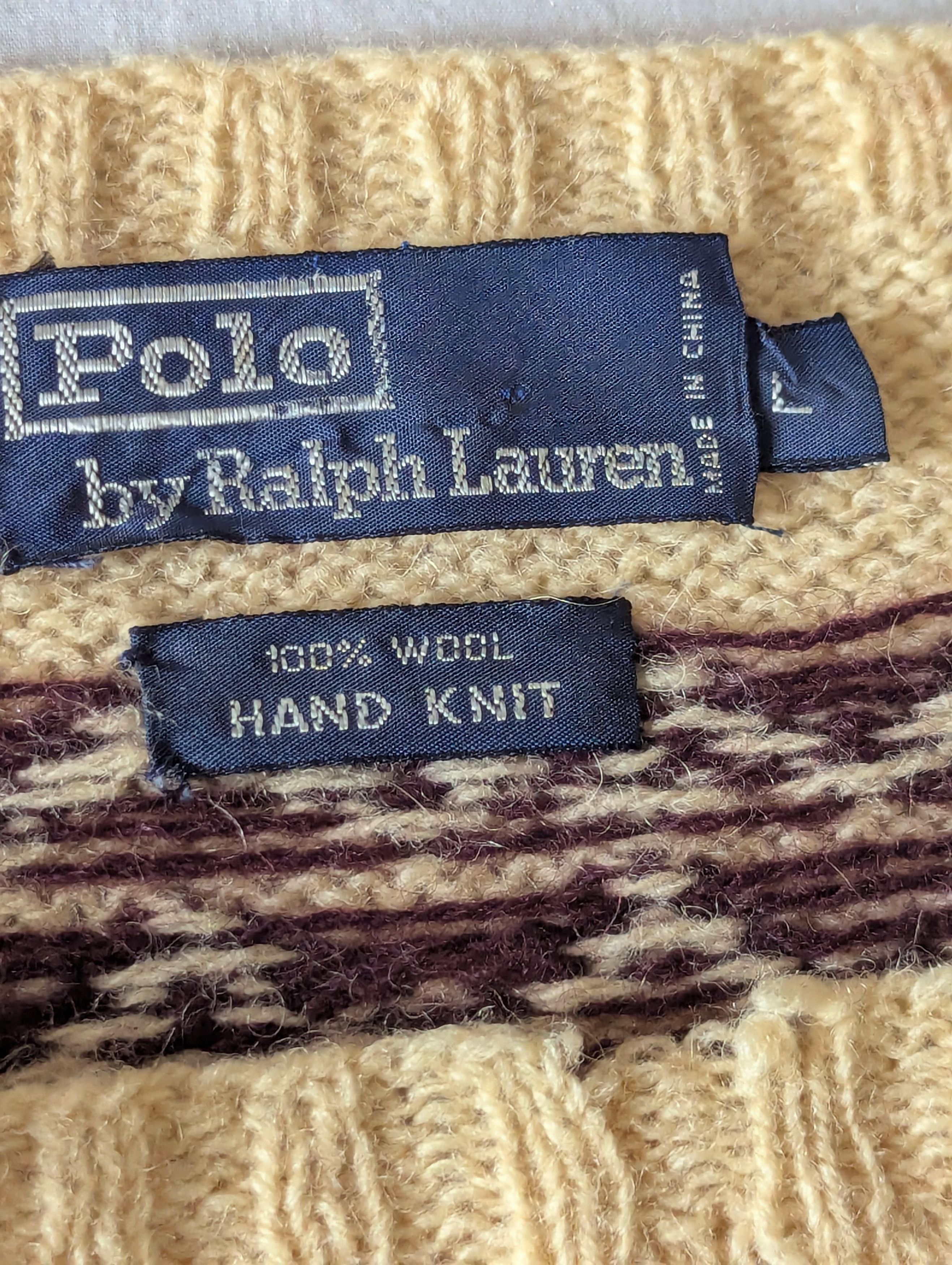 Polo Ralph Lauren 100% Wool,Hand Knit Size US L / EU 52-54 / 3 - 2 Thumbnail
