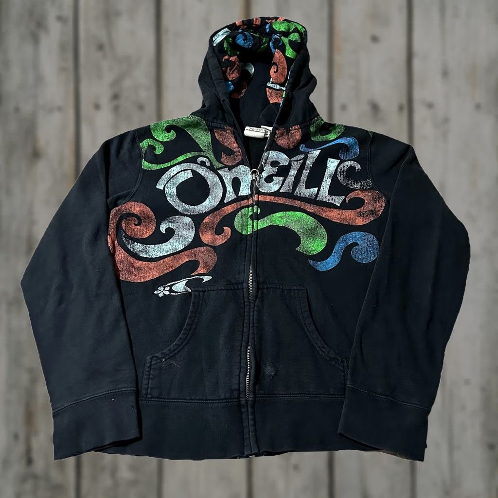 O'Neill VINTAGE O’Neill Hoodie Women Surfer Skater Grunge Full Zip Large Black L Womens Size L / US 10 / IT 46 - 1 Thumbnail