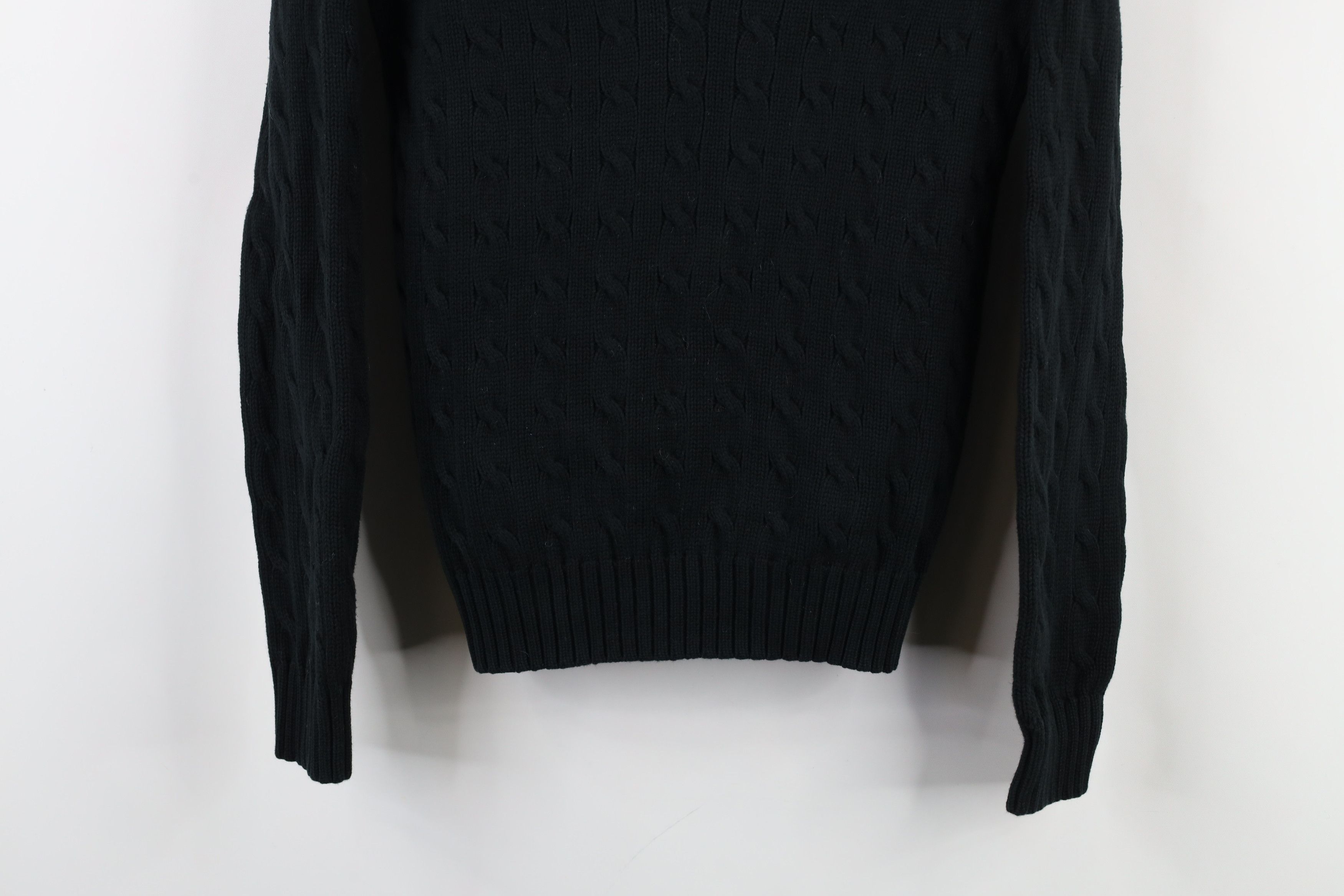 Ralph Lauren × Vintage Vintage 90s Ralph Lauren Cable Knit V-Neck Sweater Black Size L / US 10 / IT 46 - 3 Thumbnail