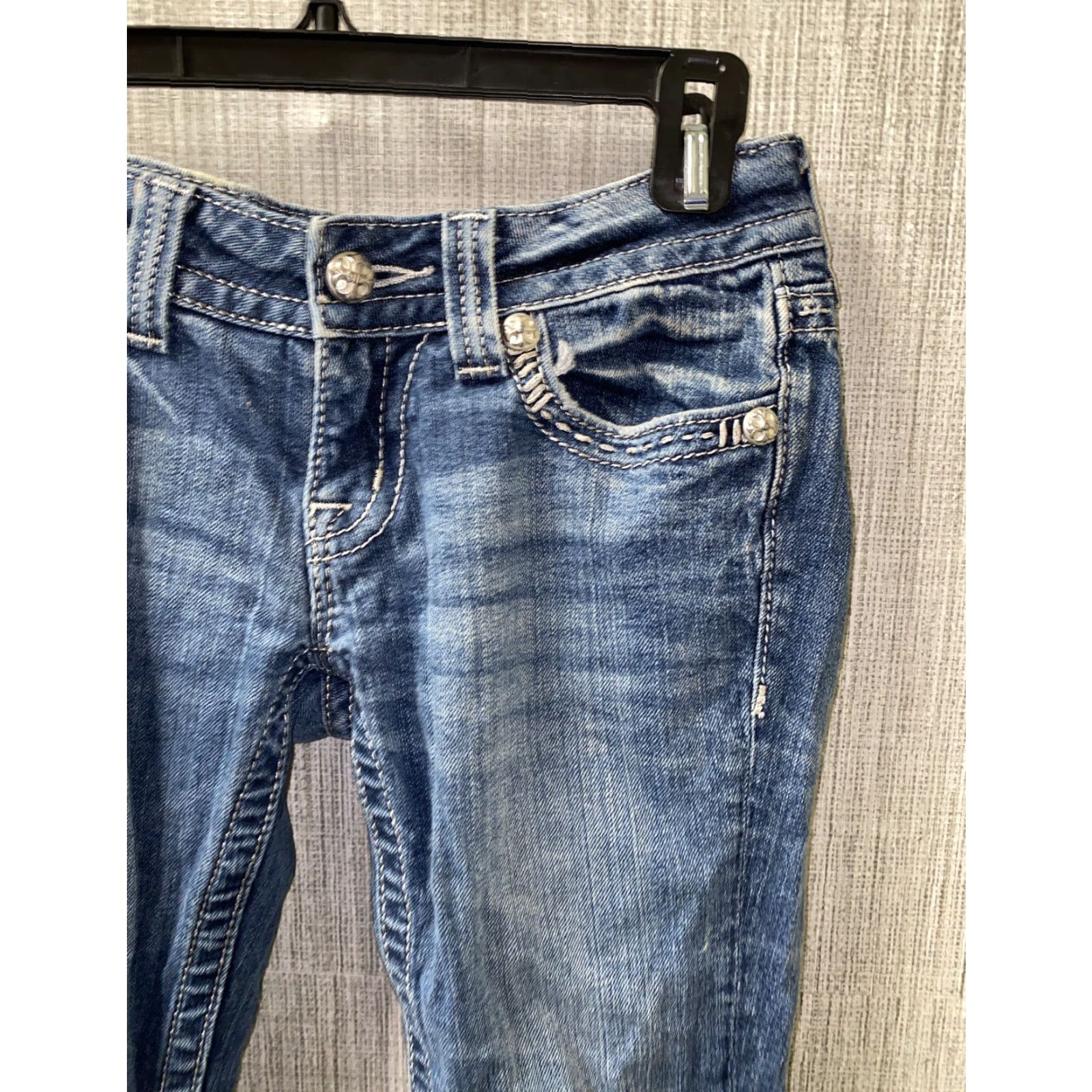 Miss Me Miss Me Jeans Women Bootcut 28 In Waist 33 Inseam Solid Blue Denim Size 28" / US 6 / IT 42 - 3 Thumbnail