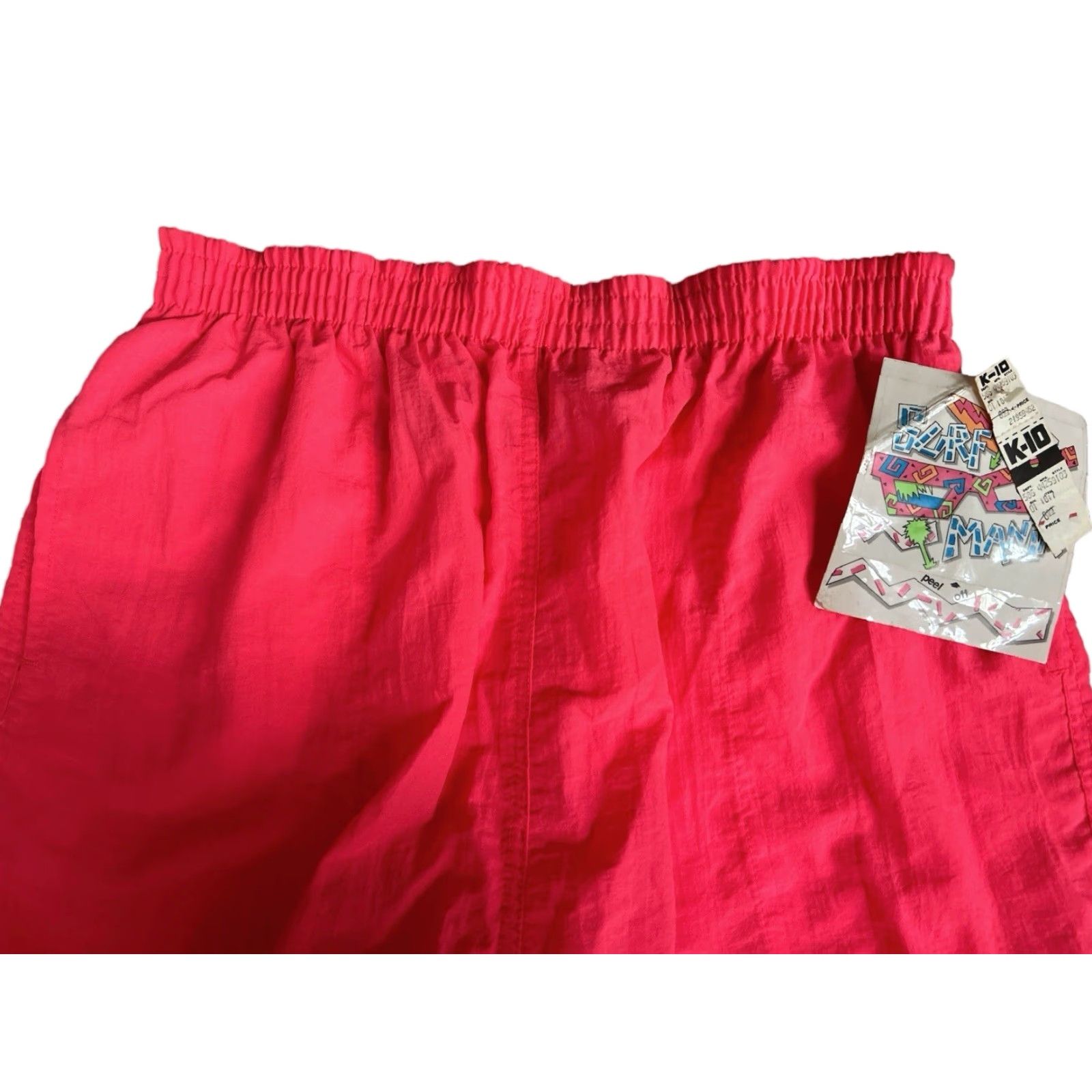 Vintage VINTAGE Surf Mania shorts Mens L Pink Nylon Neon 90s NWT Athletic 3.5” inseam Black stripes Side pockets Foldover back pocket 14” waist 15” rise Size US 33 - 4 Thumbnail