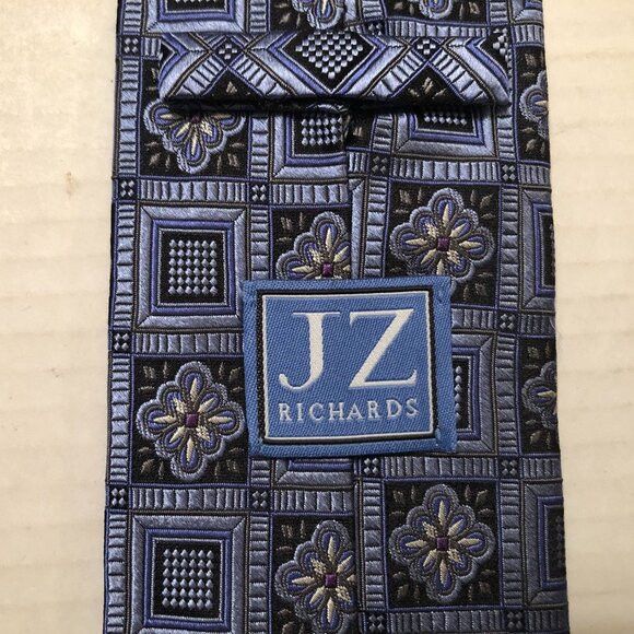 Other JZ Richards men's new blue 100%silk tie 3 1/4" X 62" Size ONE SIZE - 3 Thumbnail