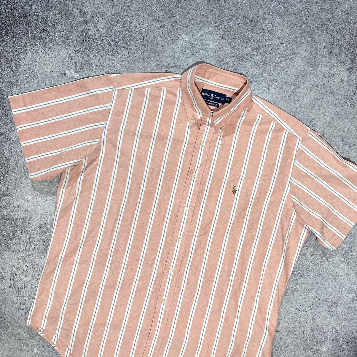 Polo Ralph Lauren × Ralph Lauren × Vintage Vintage Ralph Lauren Oxford Striped Shirt Short Sleeve ( L ) Size US L / EU 52-54 / 3 - 2 Thumbnail