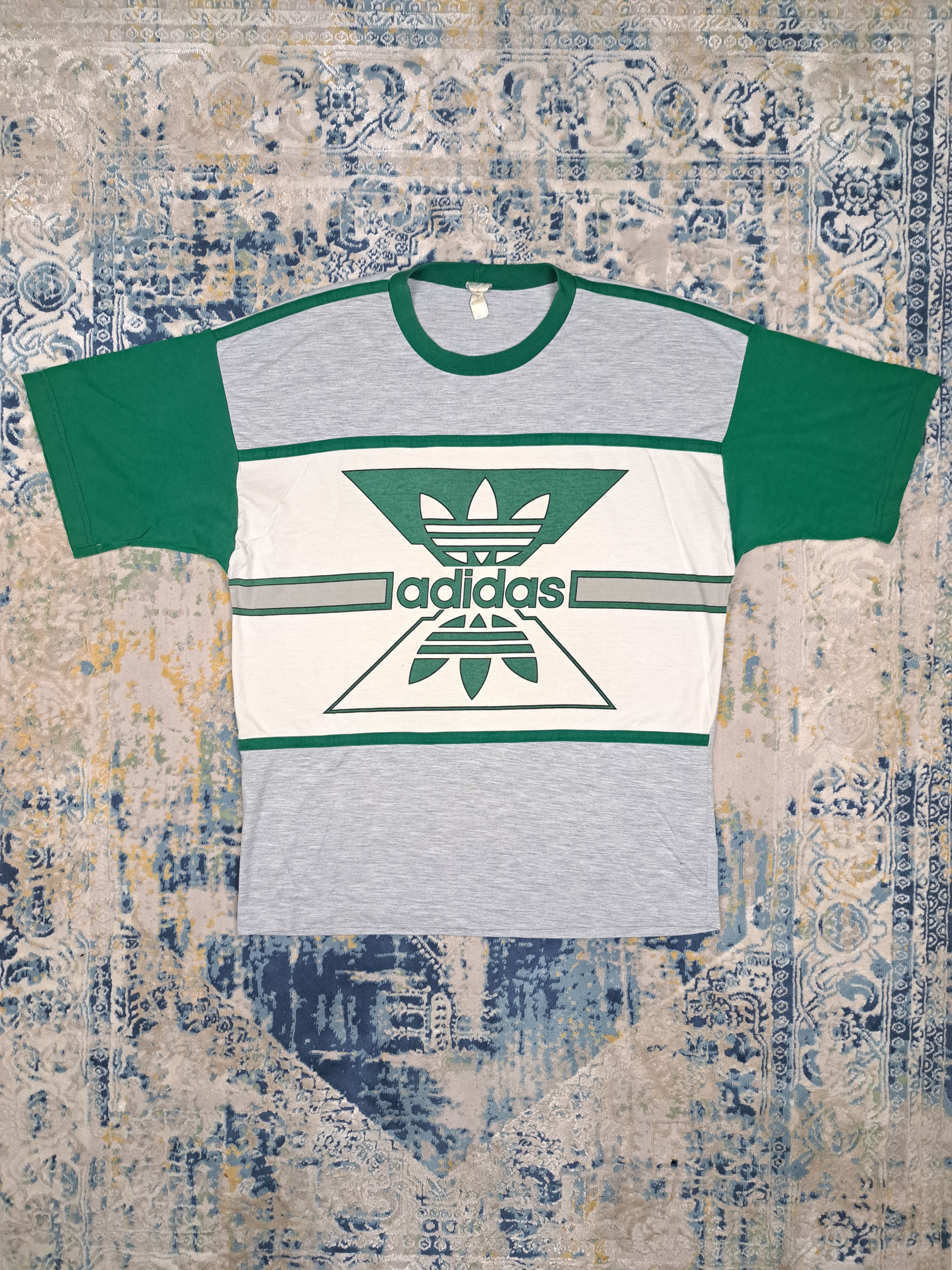 Adidas Vintage 90s Adidas Big Logo Tee Lucky Green Rare 1990 Size US XL / EU 56 / 4 - 1 Thumbnail