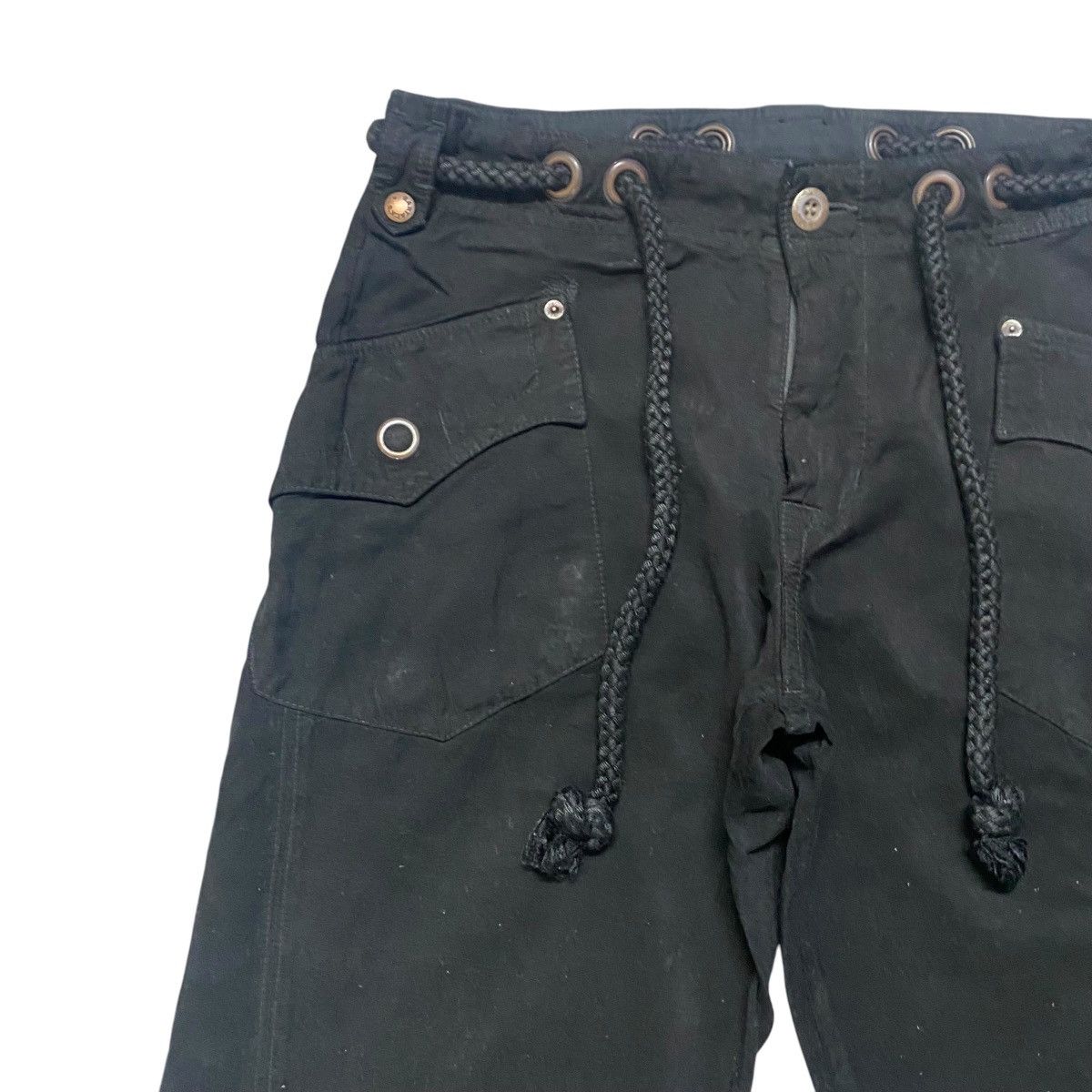 Japanese Brand Japanese Brand Bartack Black Cargo Pants Drawstring Size US 33 - 4 Thumbnail