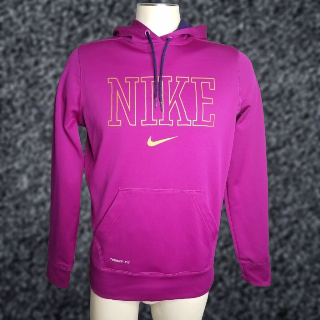 Nike NIKE Womens M Purple THERMA-FIT Hooded HOODIE Sweatshirt Fleece Lined Gold Logo Nike Therma Sweatshirt Hoodie Women's M Purple Fleece Lined Logo Size M / US 6-8 / IT 42-44 - 1 Thumbnail