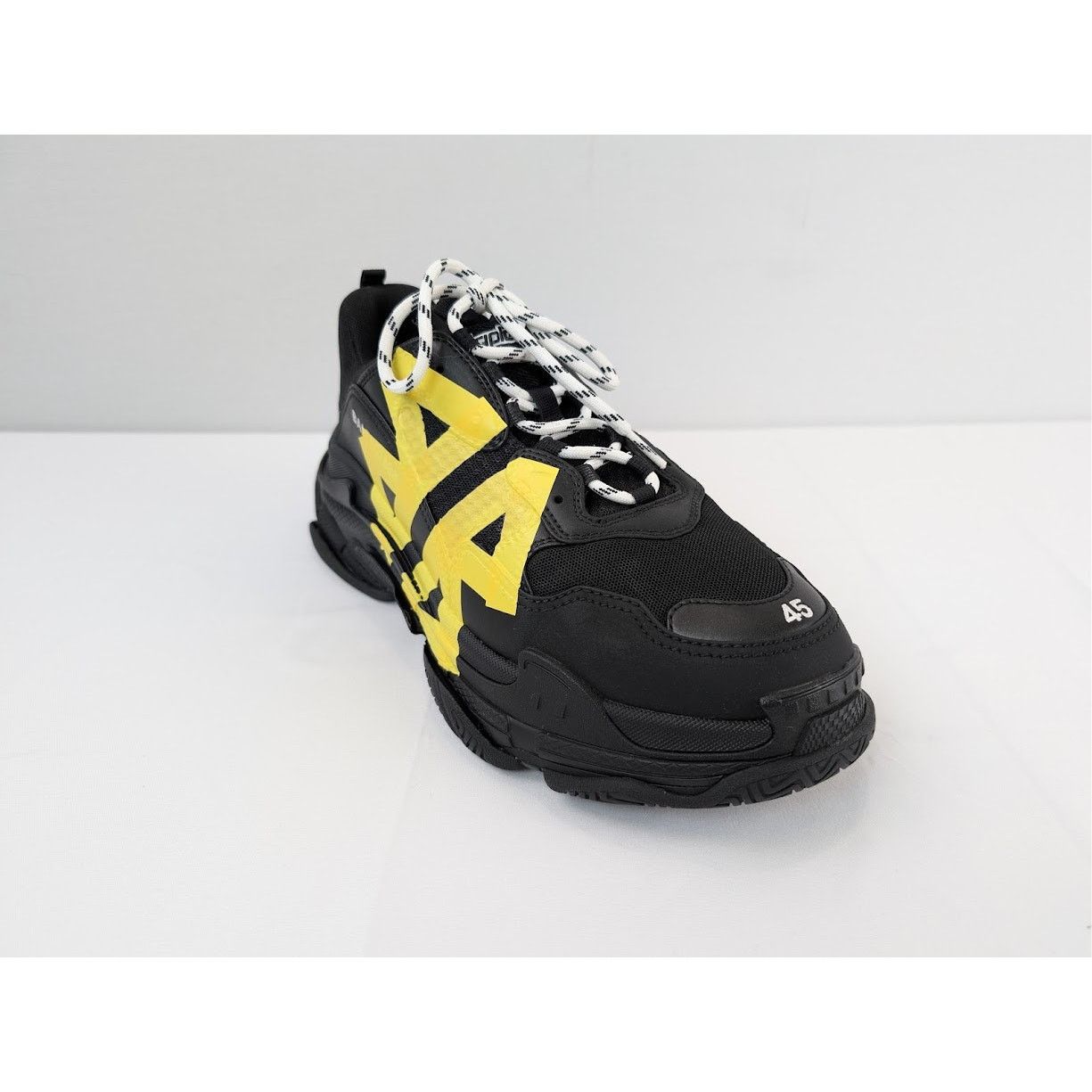 Balenciaga o1rshd1 Triple S Sneakers in Black/Yellow Size US 12 / EU 45 - 2 Thumbnail