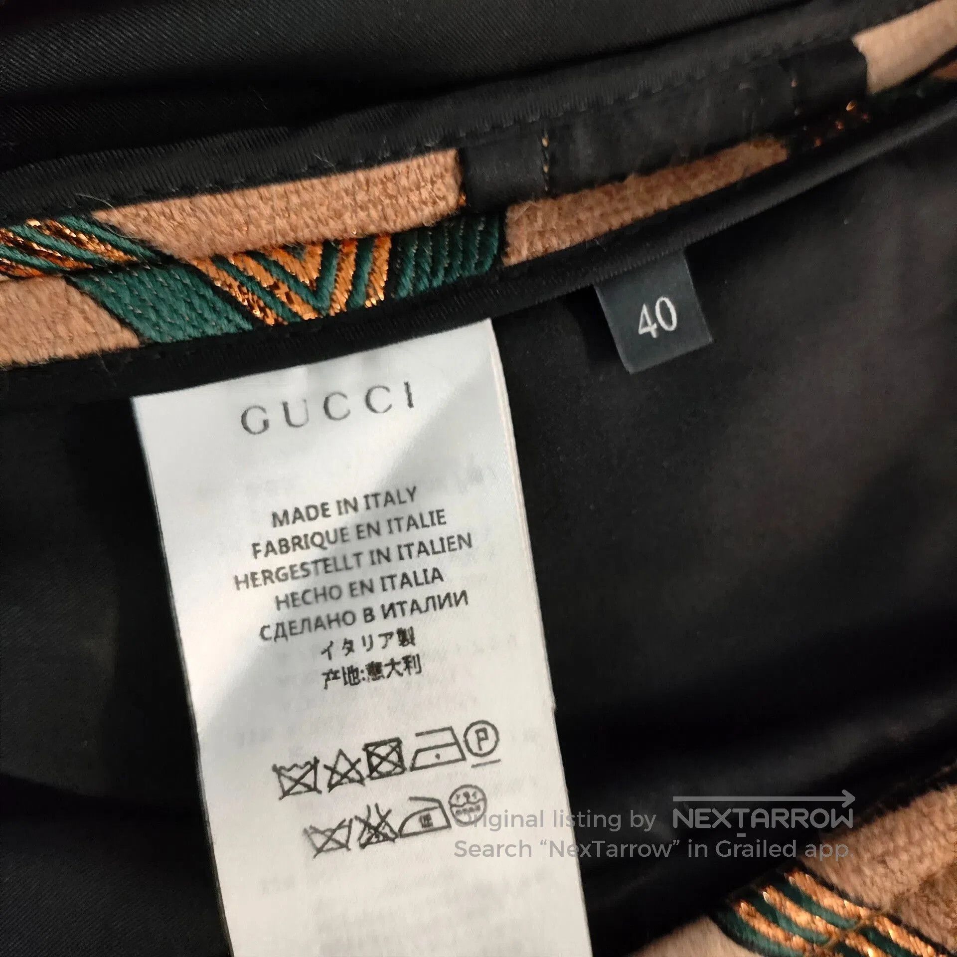 Gucci Gucci Brown Green Diamond Pattern Coat. Size US XXS / EU 40 - 5 Thumbnail