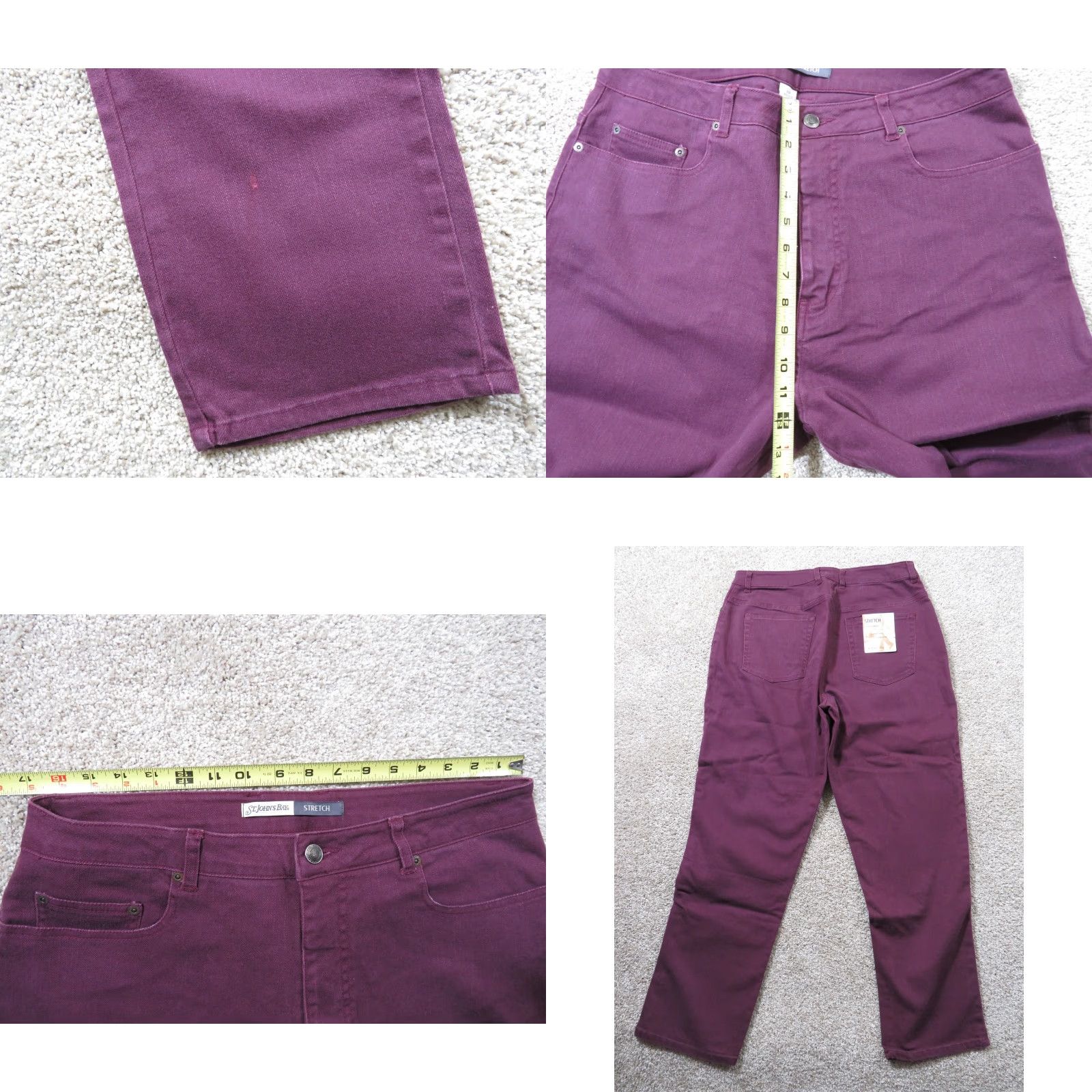 Vintage St. John's Bay Jeans Burgundy Maroon 16P 34x28.5 Denim Stretch 5-Pocket High Rise Straight Womens Size 38" / US 16 / IT 52 - 8 Thumbnail