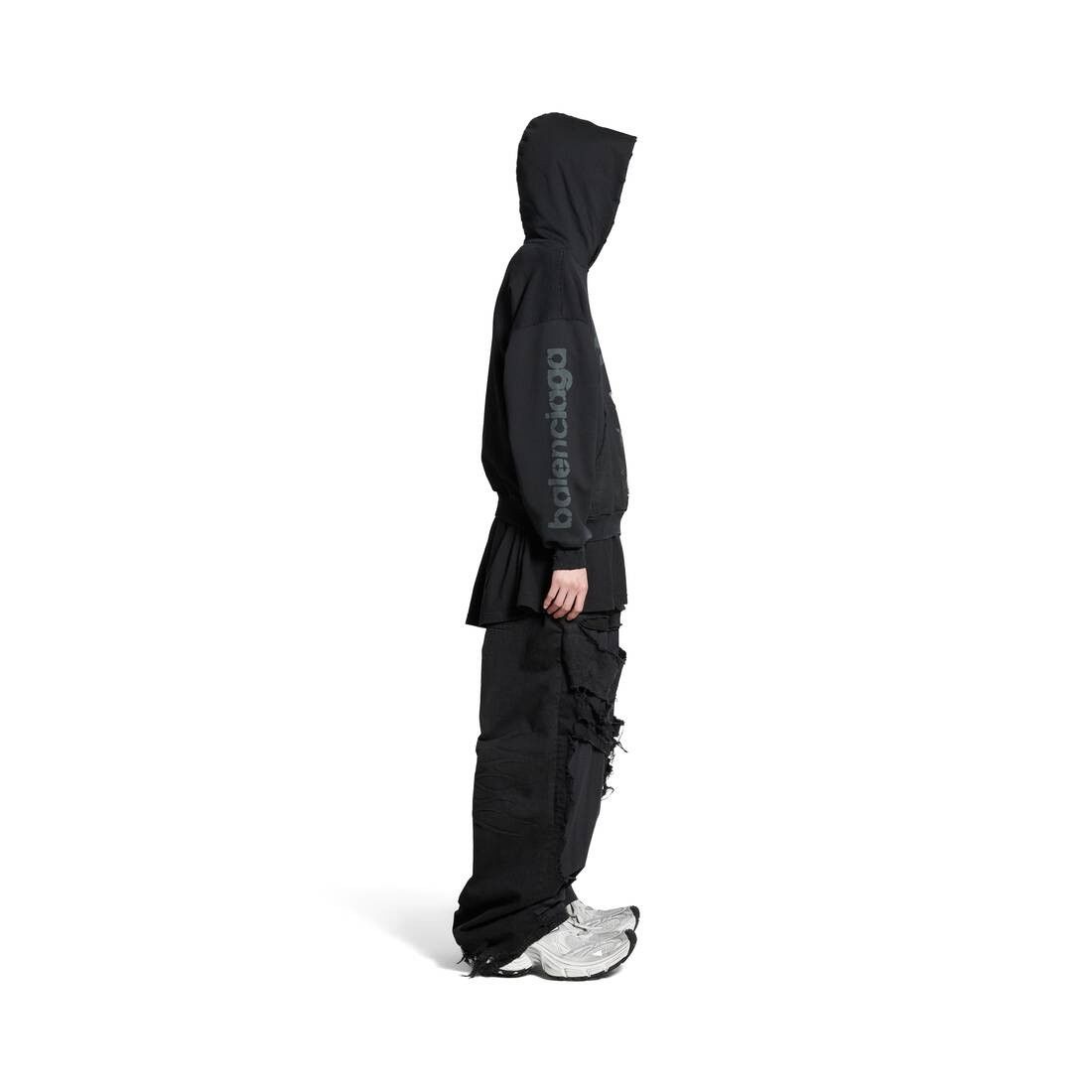 Balenciaga o1w1db10226 3B Stencil Hoodie Medium Fit in Black Size US XS / EU 42 / 0 - 3 Thumbnail