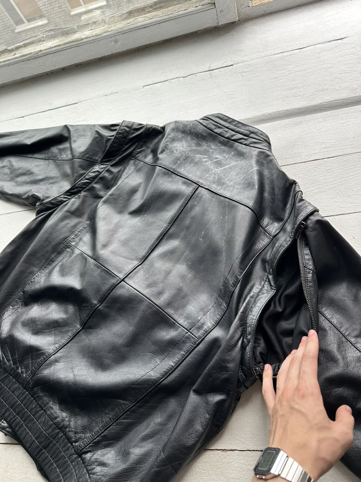 Other 🚨VNTG LEATHER JACKET AVANT GARDE ASYMMETRICAL BLACK MOTO Size US XL / EU 56 / 4 - 17 Thumbnail