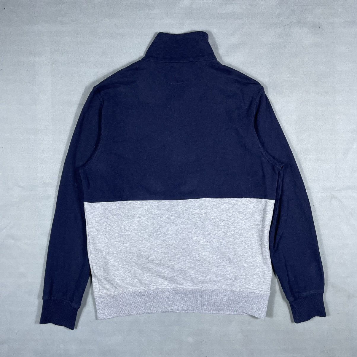 Brunello Cucinelli Logo-Print Two-Tone Cotton-Jersey Half-Zip Sweatshirt - Blue Size US XS / EU 42 / 0 - 21 Thumbnail