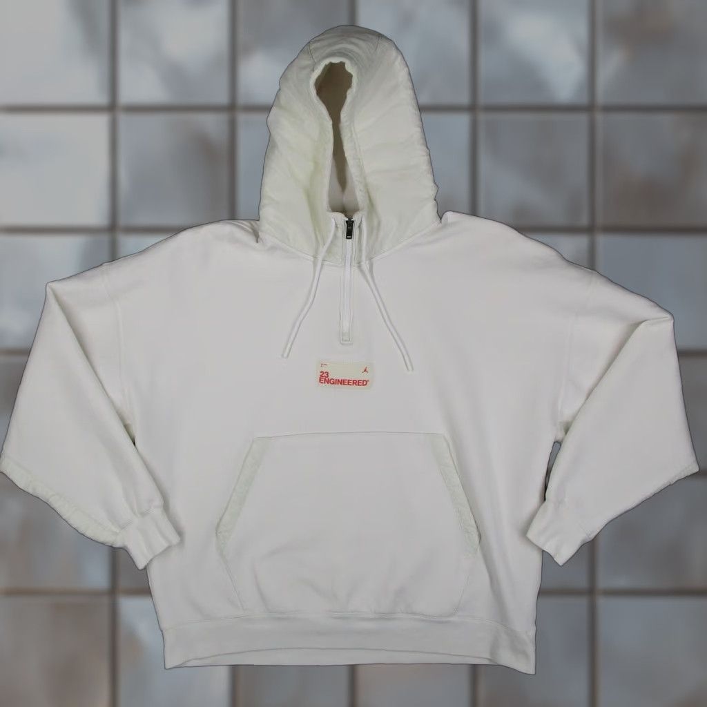 Jordan 23 Engineered Hoodie Mens XL White Pullover Fleece 1/4 Zip CK9036-100