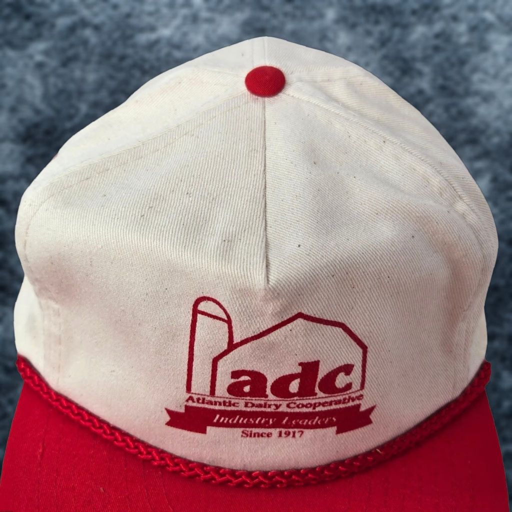 Vintage VINTAGE Atlantic Dairy Cooperative Trucker Hat ADC Rope Snapback Adjustable Red Men One Size Trucker Hat USA Adjustable Size ONE SIZE - 1 Thumbnail
