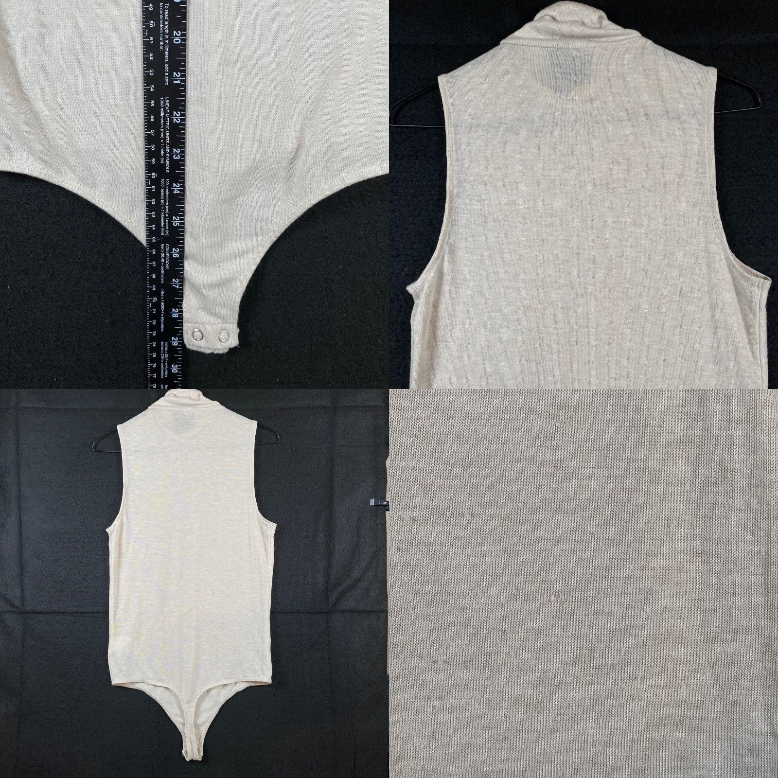 Express Express Womens Sweater Sleeveless Mock Neck Bodysuit Cream Medium Size M / US 6-8 / IT 42-44 - 8 Thumbnail
