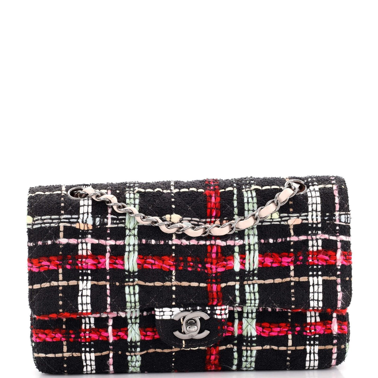 Vintage Classic Double Flap Bag Quilted Tweed Medium