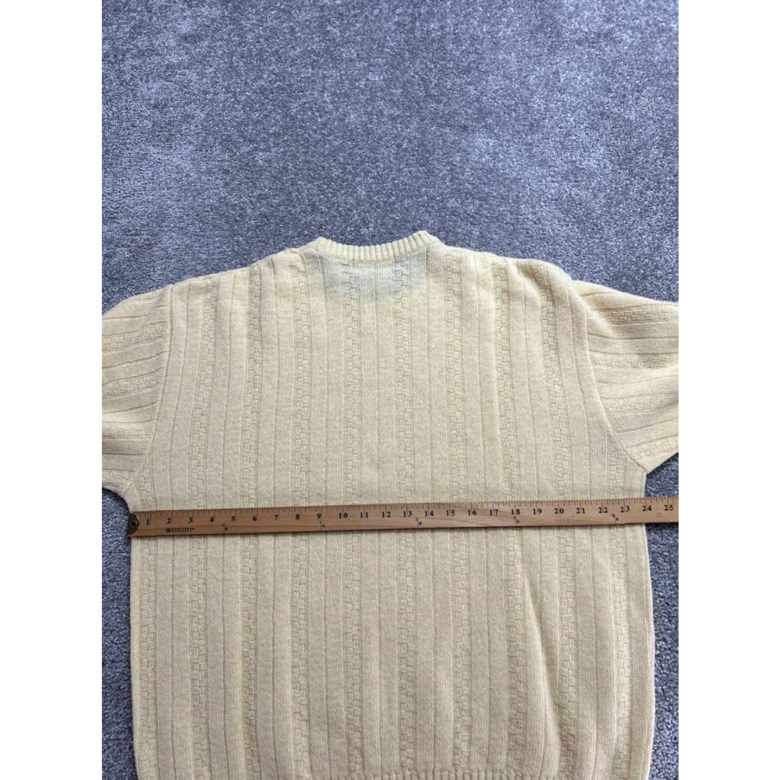 Vintage David Gorodof Sweater Mens Large Beige Contrast Hem Cable Knit Ribbed Shirt Size US L / EU 52-54 / 3 - 7 Thumbnail
