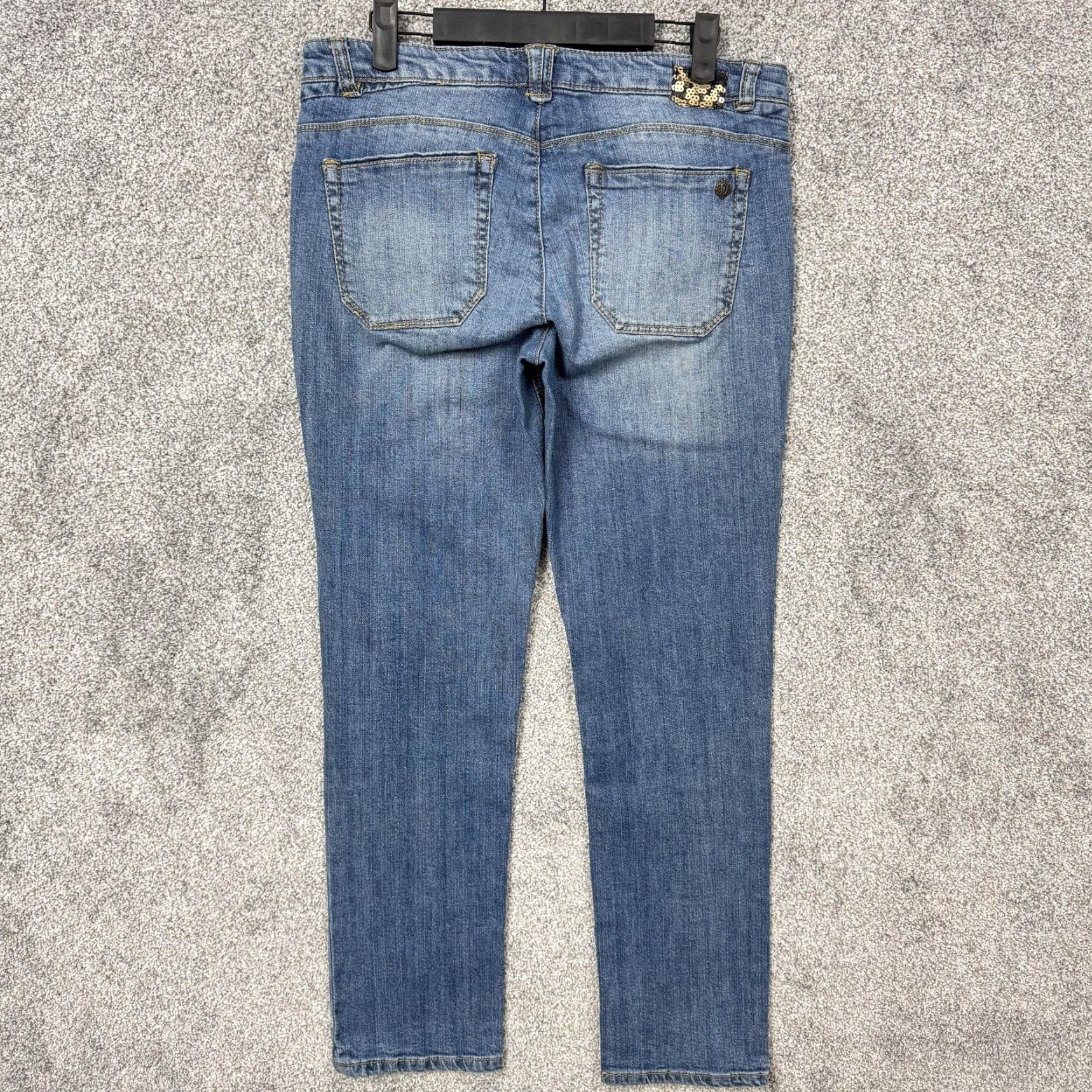 Vintage Democracy Jeans Womens Size 6 Blue Distressed Sequin Mid Rise Skinny Size 28" / US 6 / IT 42 - 7 Thumbnail