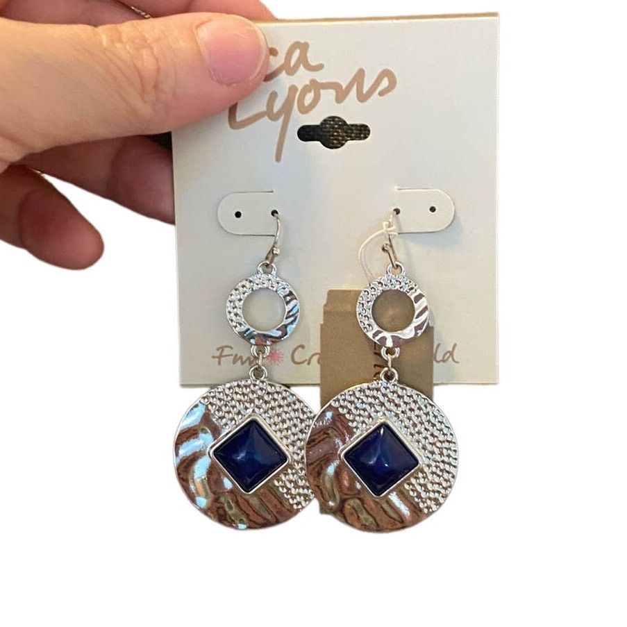 Other dangle earrings silver tone and blue Size ONE SIZE - 1 Thumbnail