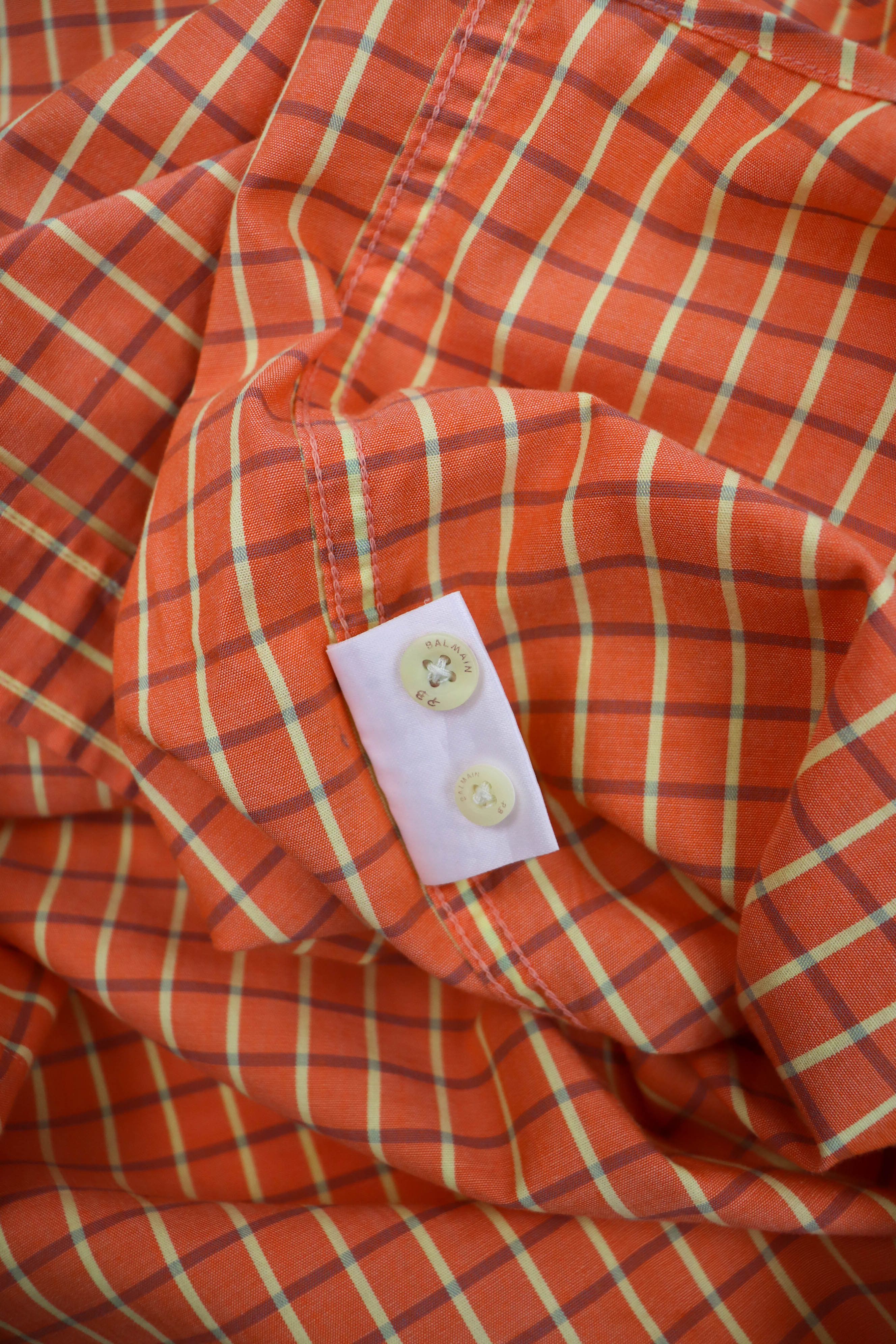 Pierre Balmain Pierre Balmain Vintage 90s Checkered Light Orange LS Shirt Size US M / EU 48-50 / 2 - 12 Thumbnail