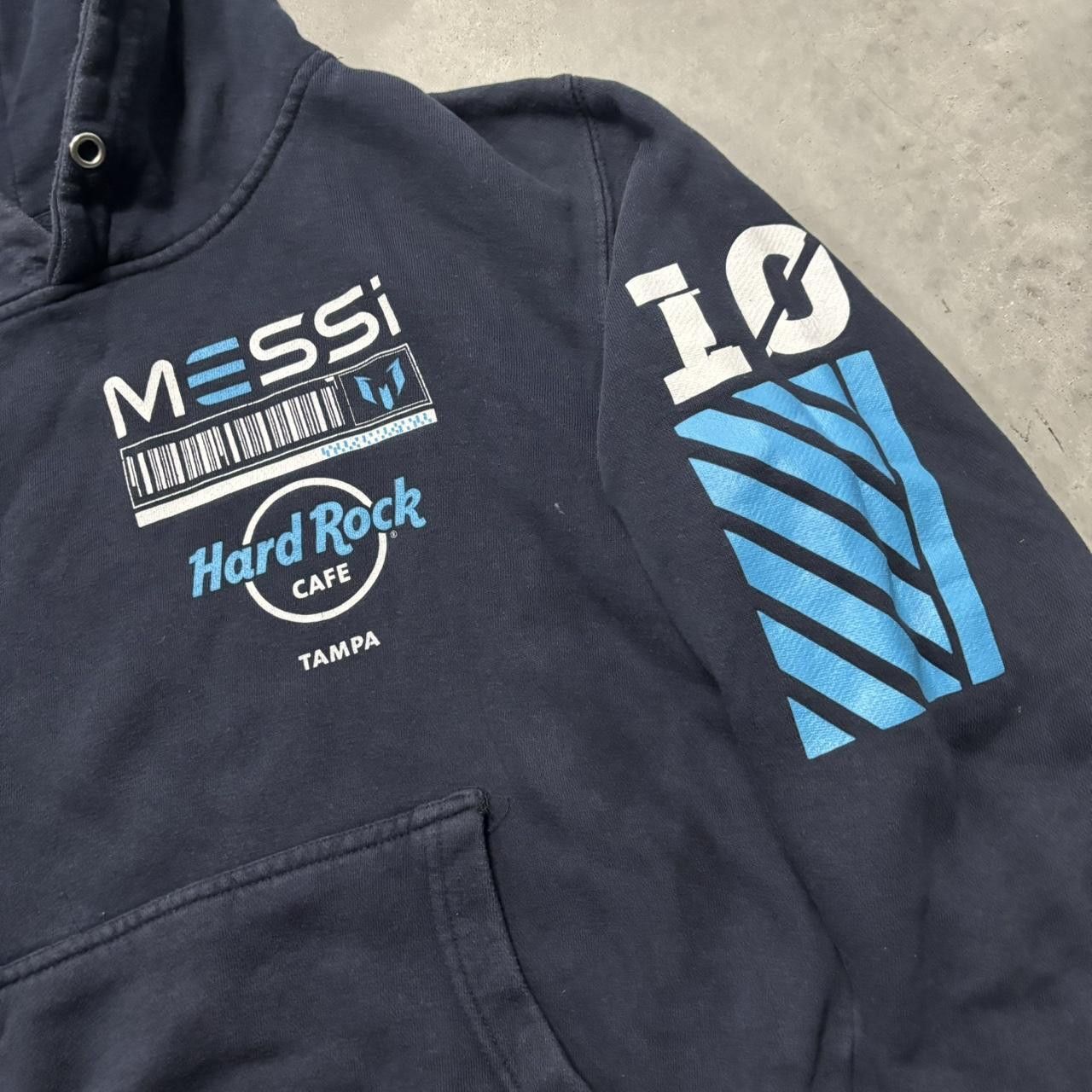 Hard Rock Cafe × Vintage Crazy Vintage Y2K/2000s Navy Blue Messi Hard Rock Cafe Tampa Soccer Hoodie! Size US S / EU 44-46 / 1 - 5 Thumbnail