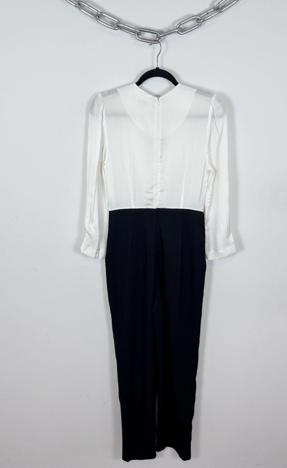 Sandro Sandro NWT Women’s White/Black Viscose Long Sleeve Jumpsuit Size XS / US 0-2 / IT 36-38 - 22 Thumbnail