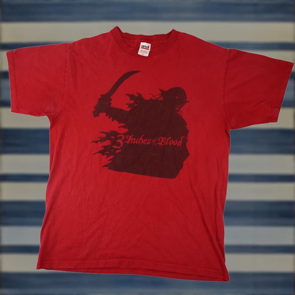 Vintage VINTAGE 3 Inches of Blood Graphic Band Tee Mens Large Red Shirt Mens L Graphic Band Tee Red 90s Concert Merch Mens Size US L / EU 52-54 / 3 - 1 Thumbnail