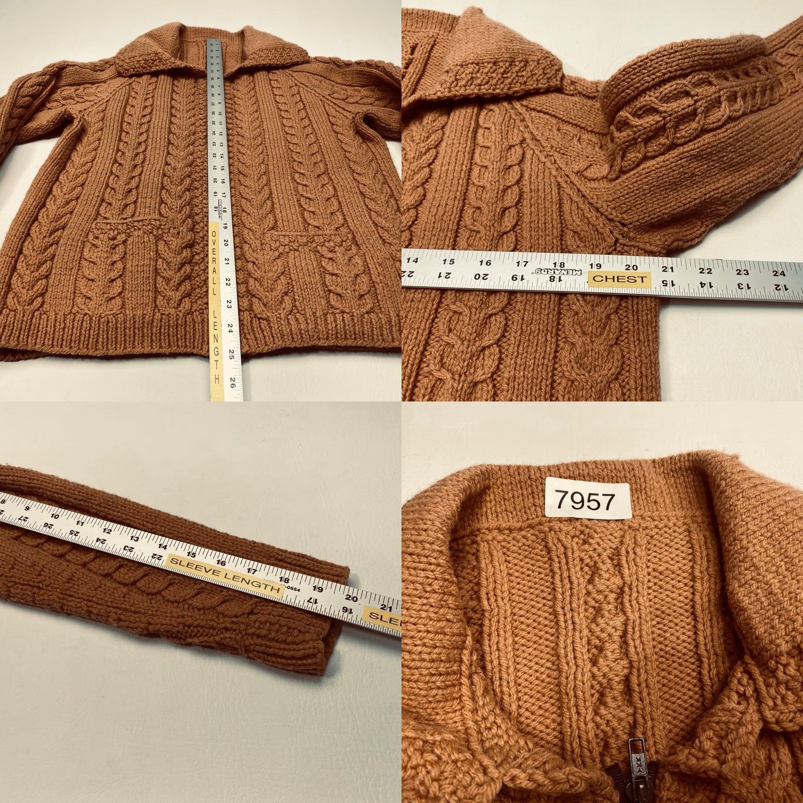 Vintage VINTAGE Vintage Chunky Cable Knit Full Zip Sweater Womens Medium Hand Made Unbranded 80s Size M / US 6-8 / IT 42-44 - 8 Thumbnail