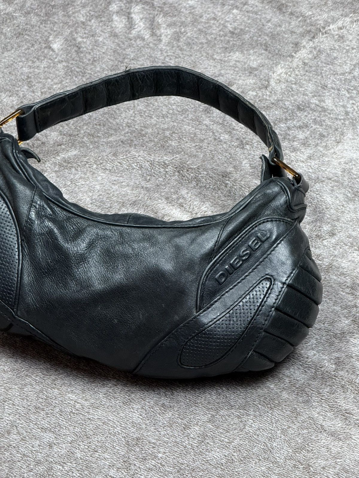 Diesel Vintage Diesel Black Leather Biker Shoulder Bag Size ONE SIZE - 3 Thumbnail