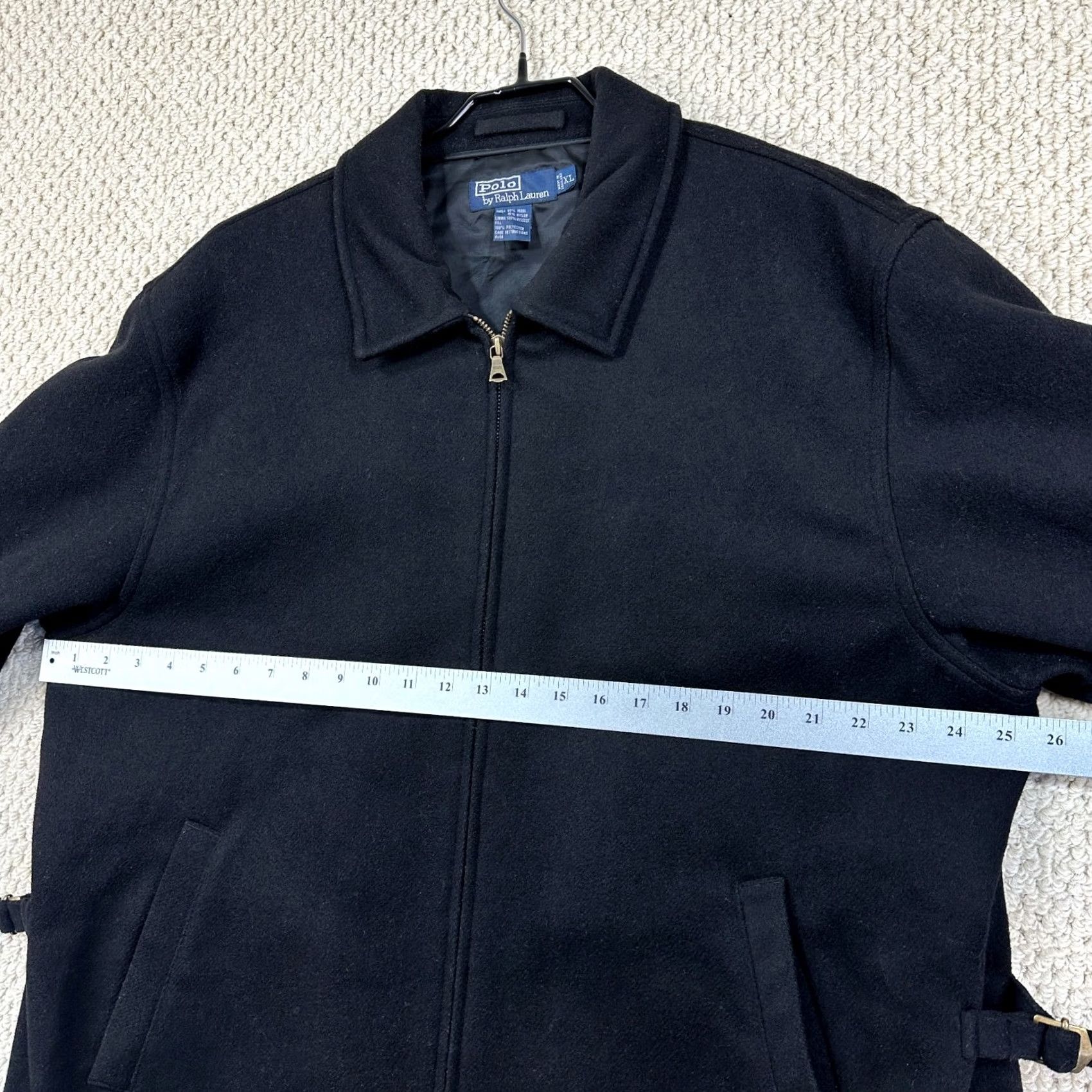 Polo Ralph Lauren VINTAGE Polo Ralph Lauren Jacket Mens XL Black Wool Blend Full Zip Buckle Sides 90s Size US XL / EU 56 / 4 - 6 Thumbnail