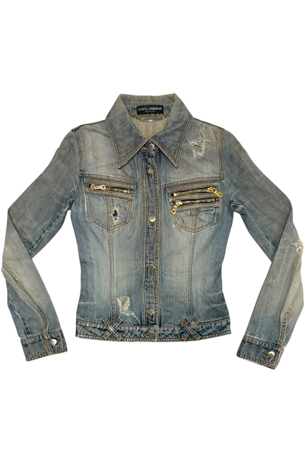 Dolce & Gabbana Dolce & Gabbana distressed blue multizip denim jacket Size S / US 4 / IT 40 - 1 Thumbnail