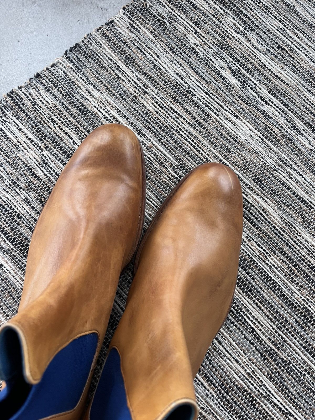 Barker Vintage Luxury Barker Brown Yellow Leather Chelsea Boots Y2K Size US 11.5 / EU 44-45 - 12 Thumbnail