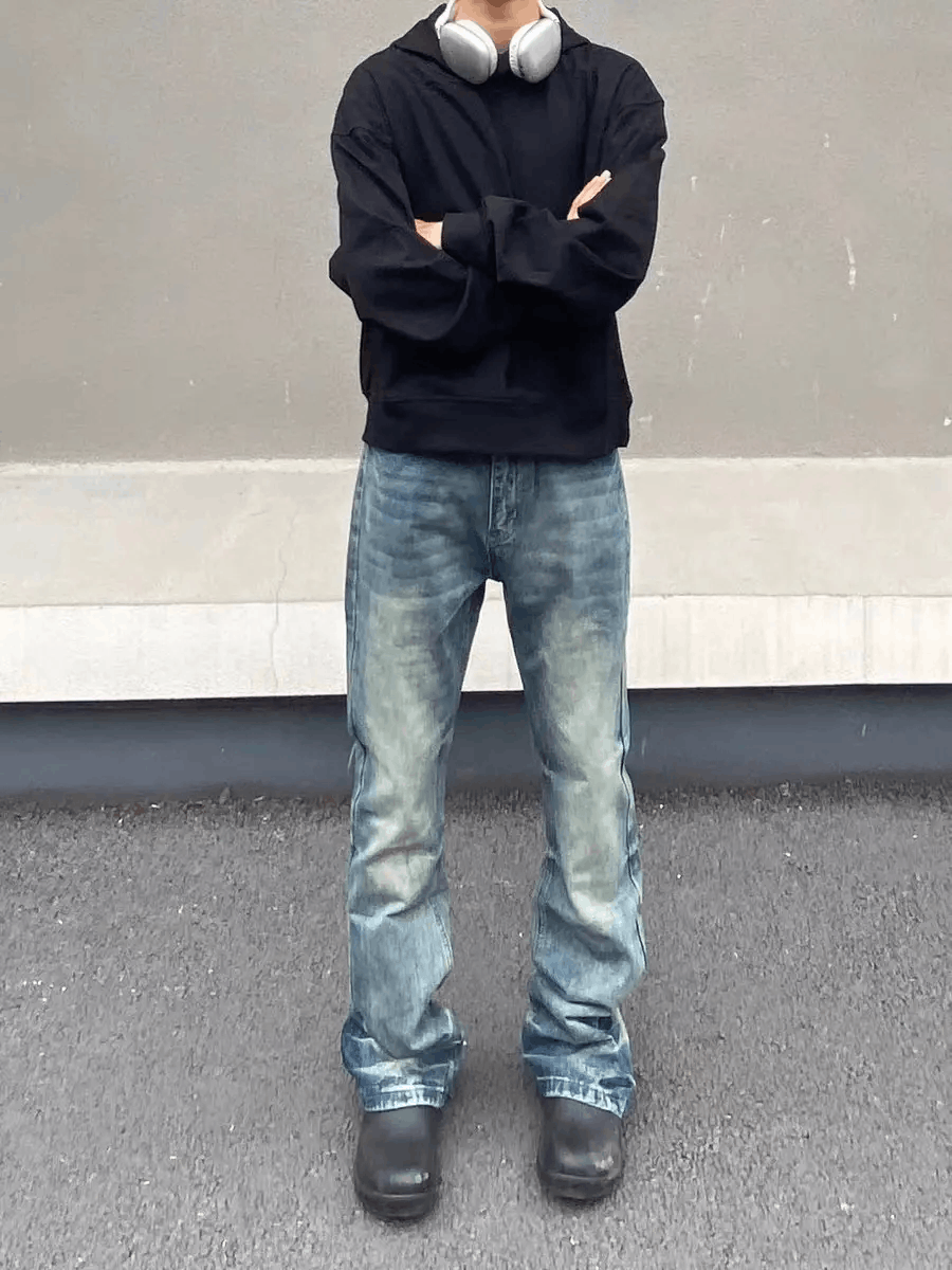 Japanese Brand × Jean High Street Aged Washed Straight Leg Micro Flare Jeans Size US 32 / EU 48 - 1 Thumbnail