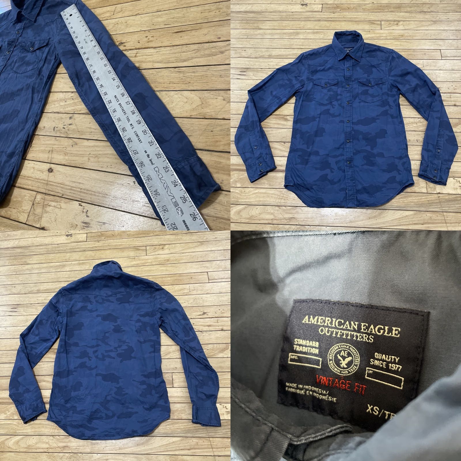 American Eagle Outfitters VINTAGE American Eagle Outfitters Blue Camo PearlSnap Shirt Men XS West Y2k Fit Button-Up Size US XS / EU 42 / 0 - 9 Thumbnail