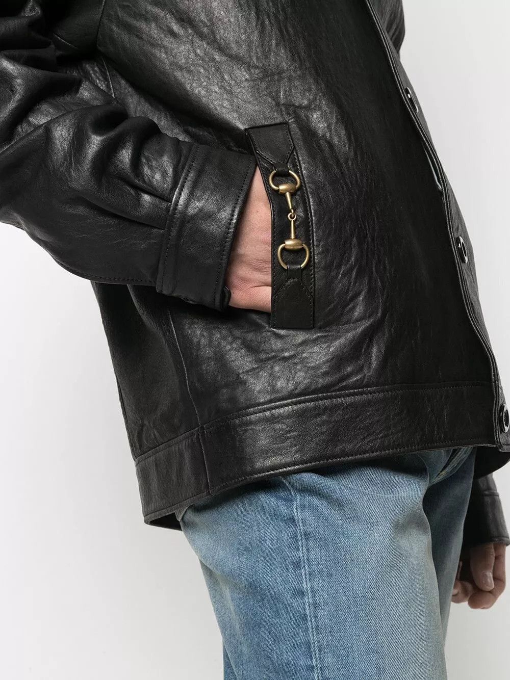 Gucci $3450 GUCCI Black Horsebit Lambskin Leather Men's Jacket Size US S / EU 44-46 / 1 - 6 Thumbnail