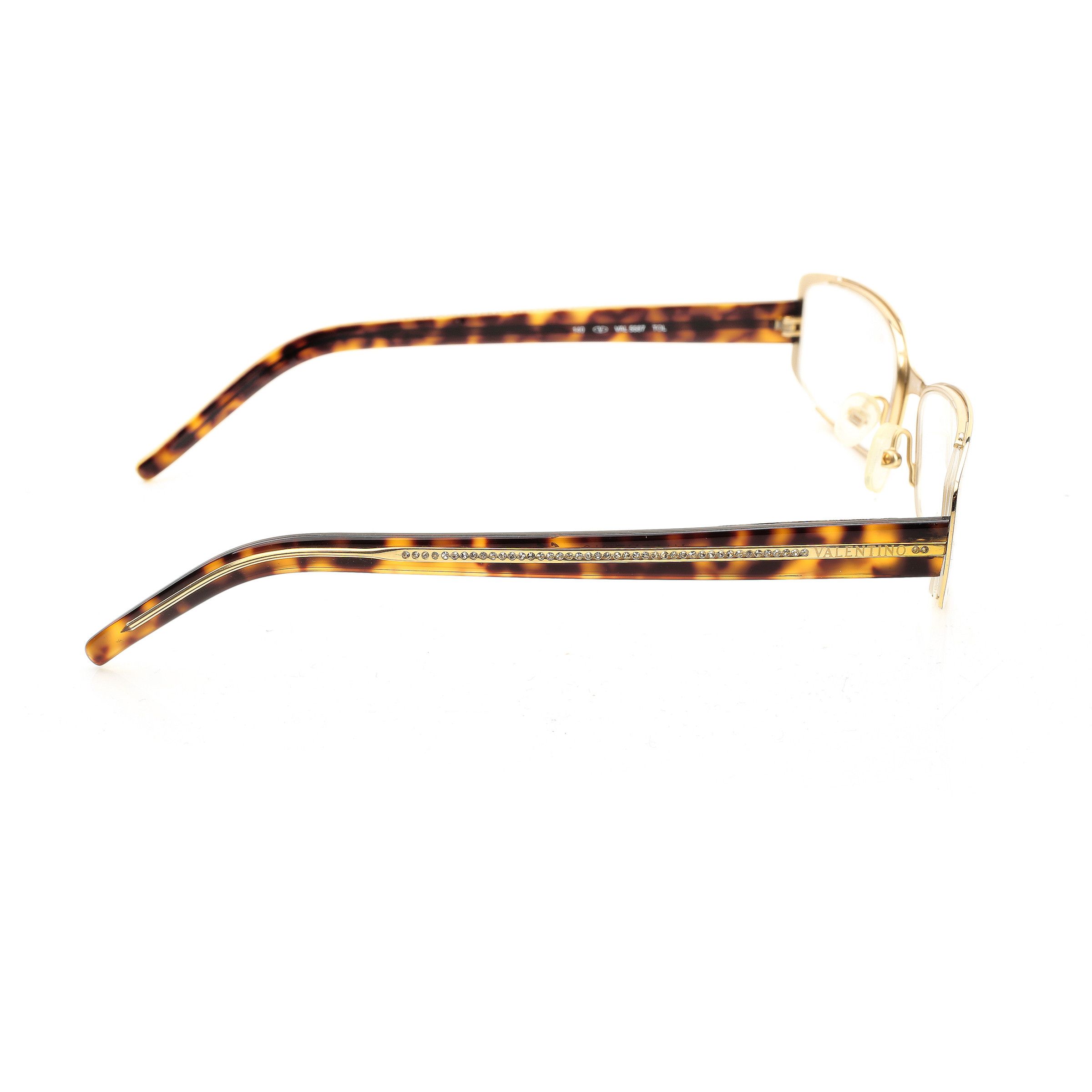 Valentino Valentino '90s Gold & Brown Crystals Metal Glasses Size ONE SIZE - 3 Thumbnail