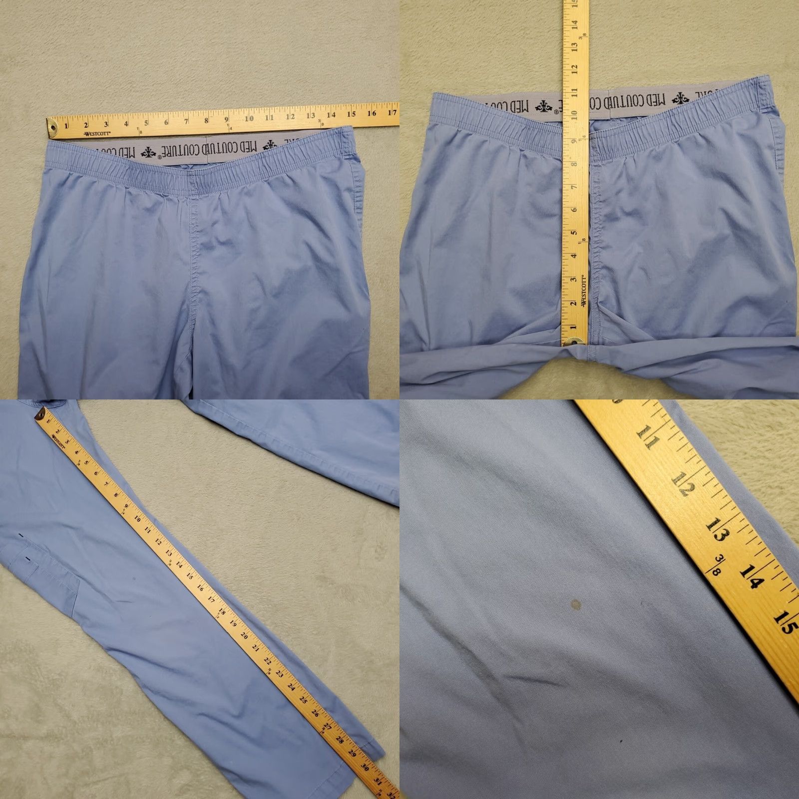 Vintage Med Couture Scrubs Pants Unisex Adult Small Blue Cargo Med Tech CNA Assisted Living Size US 31 - 8 Thumbnail