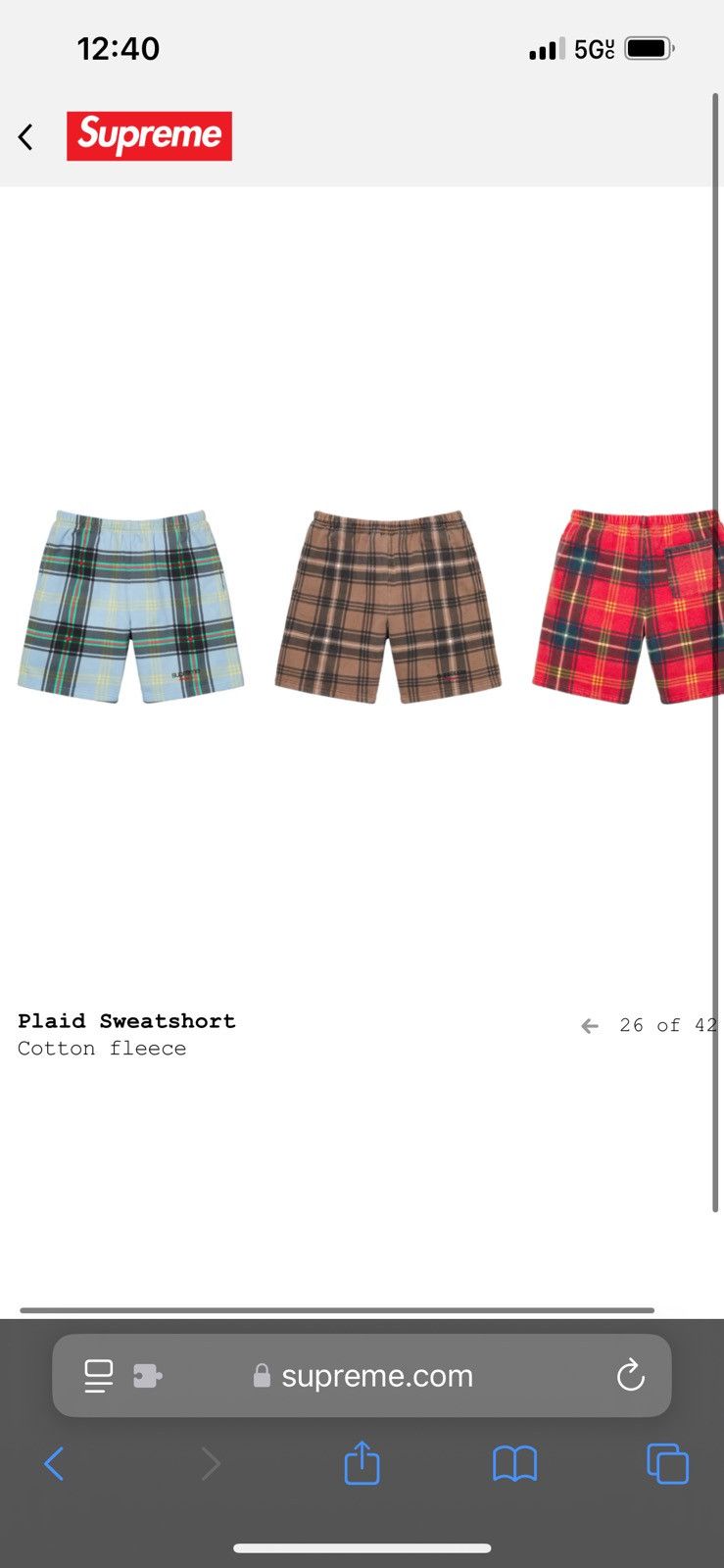 Supreme Supreme Plaid Sweatshorts SS21 Size US 32 / EU 48 - 5 Thumbnail