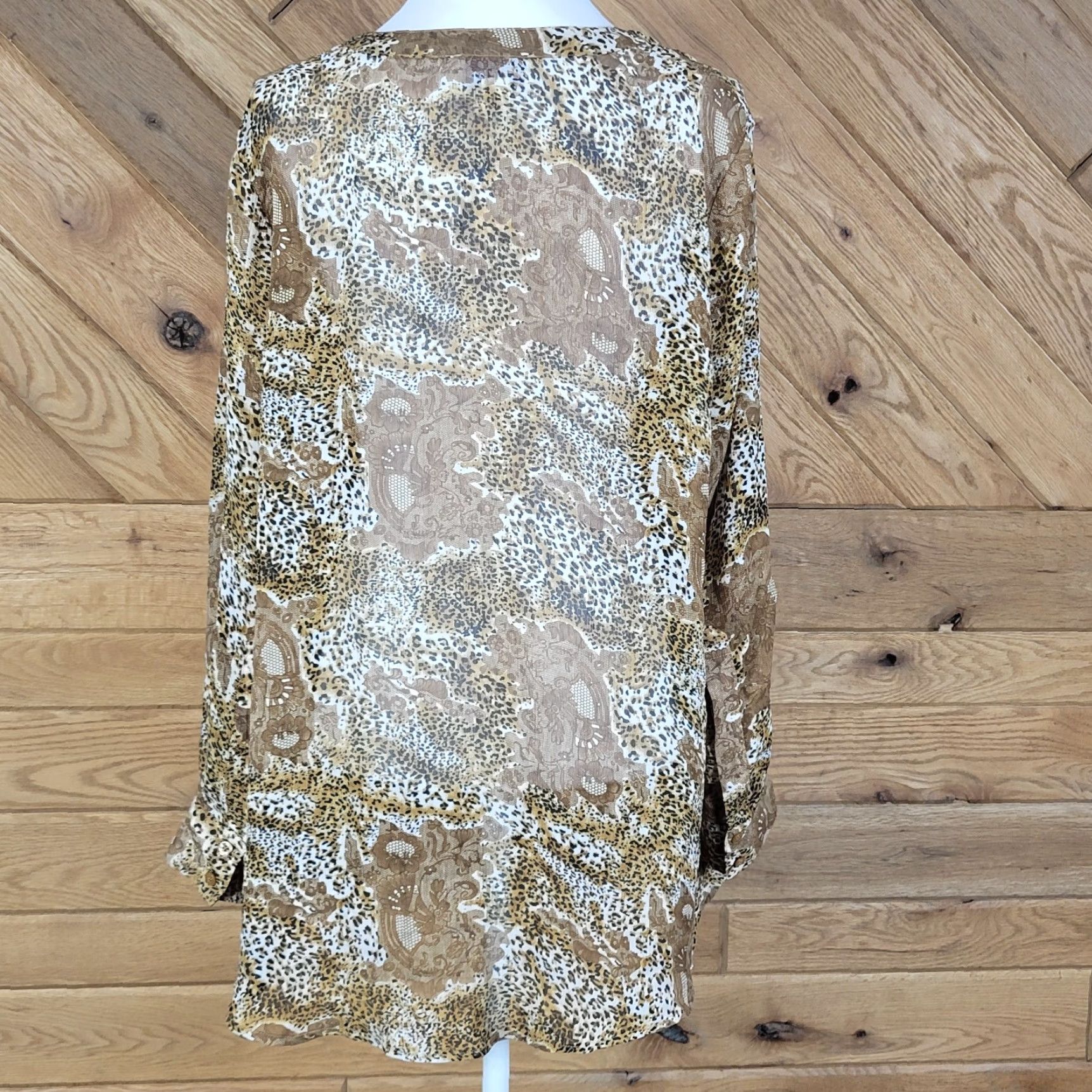 Vintage Woman Within Blouse Shirt Womens Leopard Print Long Sleeve Sheer Tunic Size L Size L / US 10 / IT 46 - 4 Thumbnail