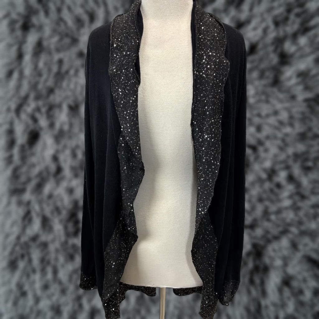 VINTAGE Soft Surroundings Knit Cardigan Sweater Women Large Black