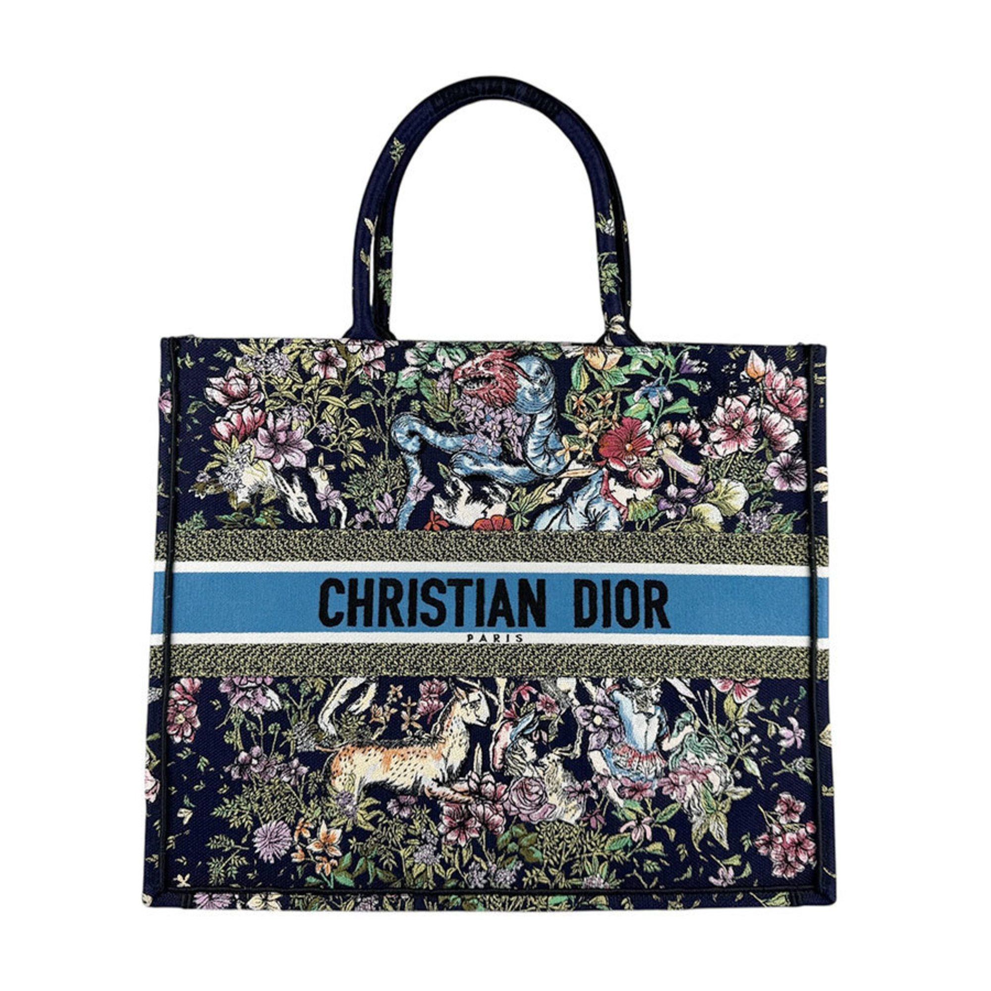 dior バッグ Christian Dior Book Tote Shoulder Bag, Large, Canvas, Navy x