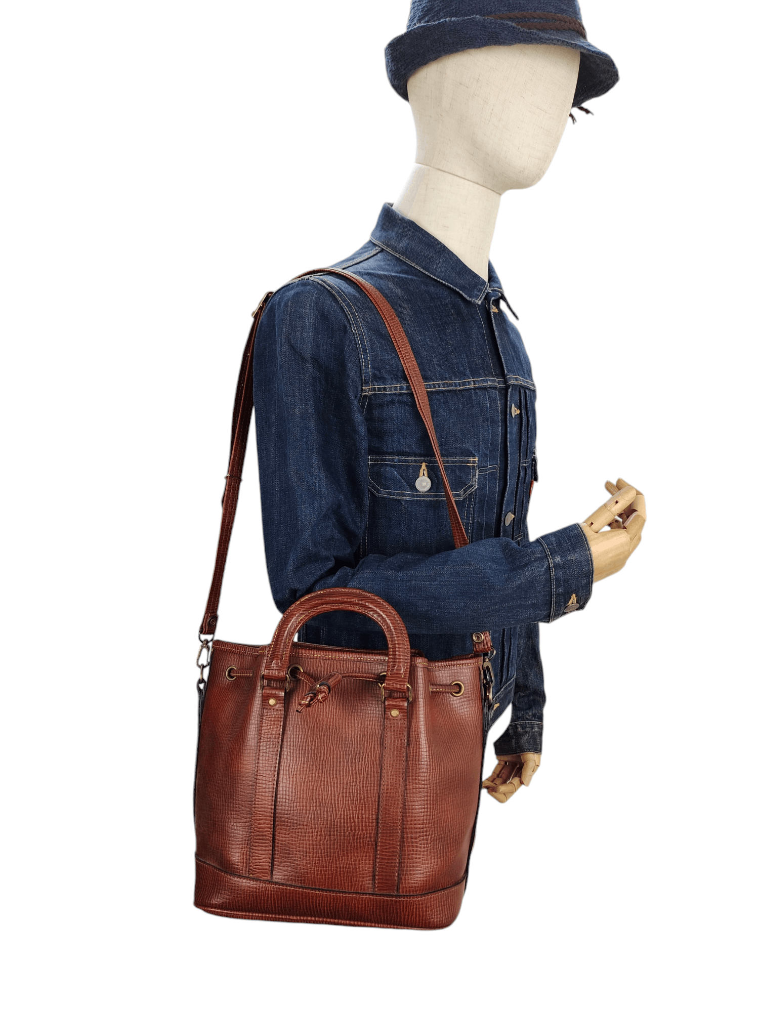 Leather Vintage Japan Luggage Patina Leather Bucket Sling Bag Size ONE SIZE - 1 Thumbnail