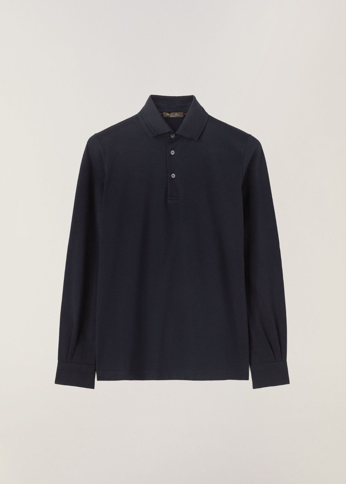 image of Loro Piana O1Loc1C0124 Long-Sleeved Polo Shirt In Black, Men's (Size XL)