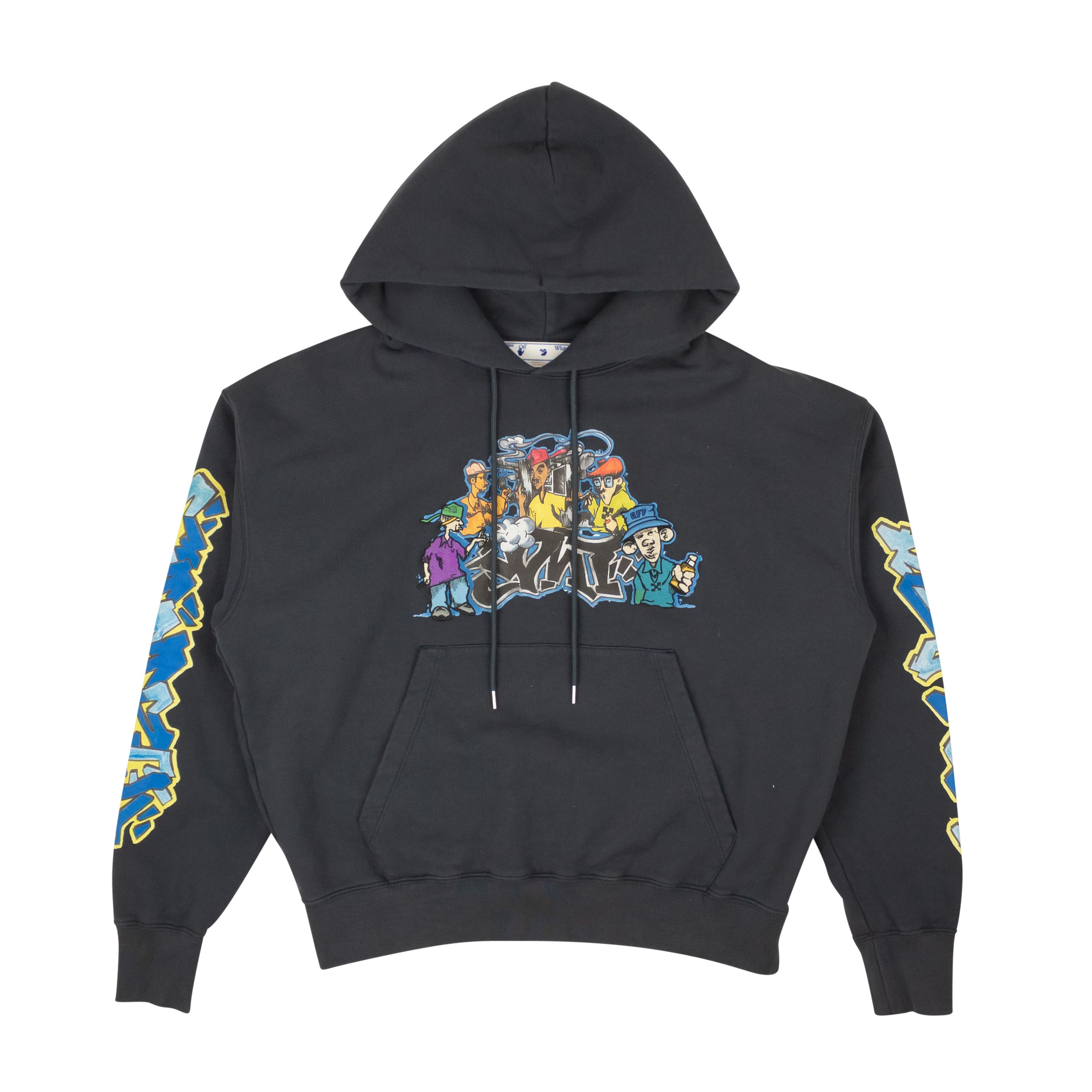 image of Off White Grey Graffiti Pupp Skate Hoodie Size S, Men's