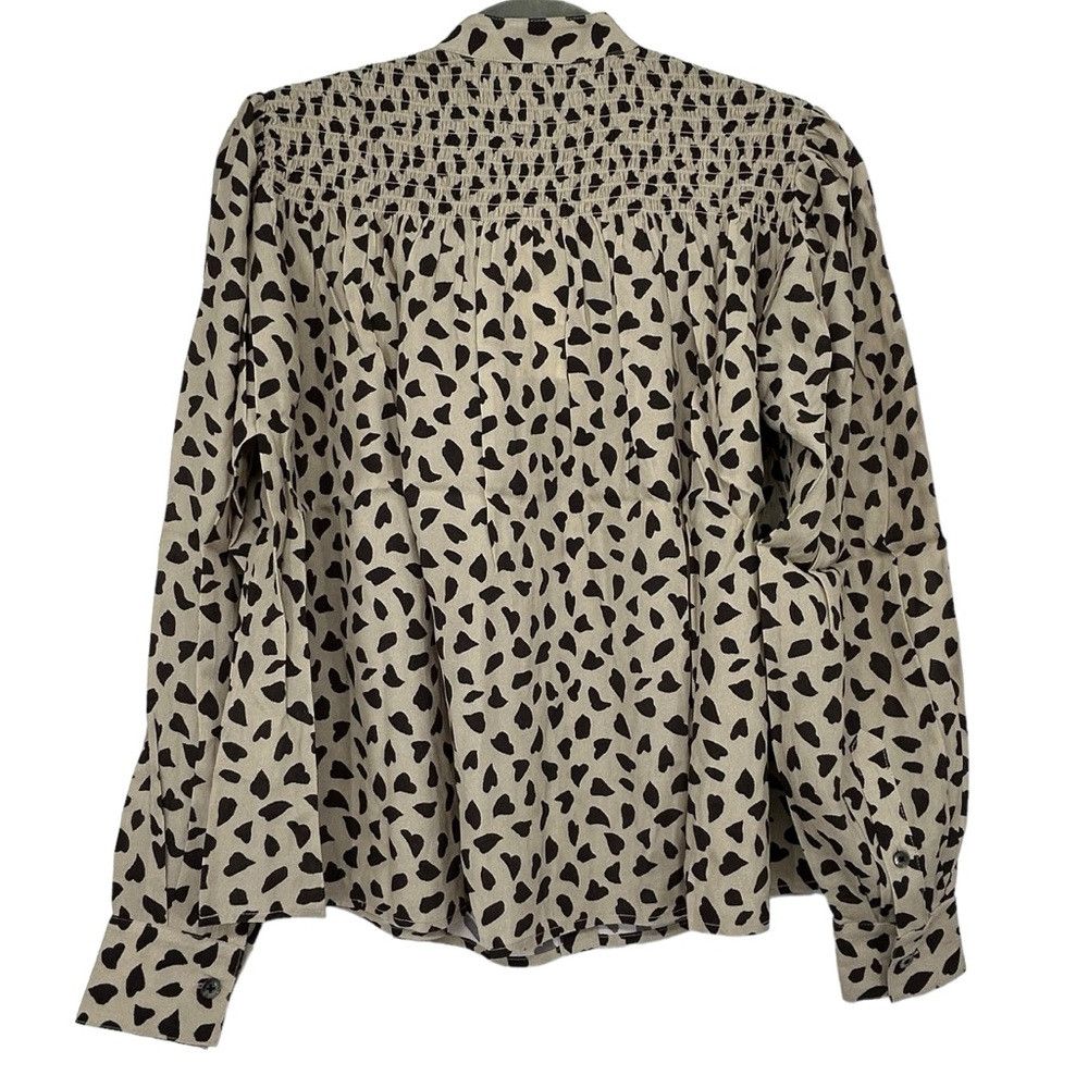 THAKOON THAKOON AL BEIGE COMBO PRINTED SMOCKED TOP WOMEN SIZE S Size S / US 4 / IT 40 - 4 Thumbnail