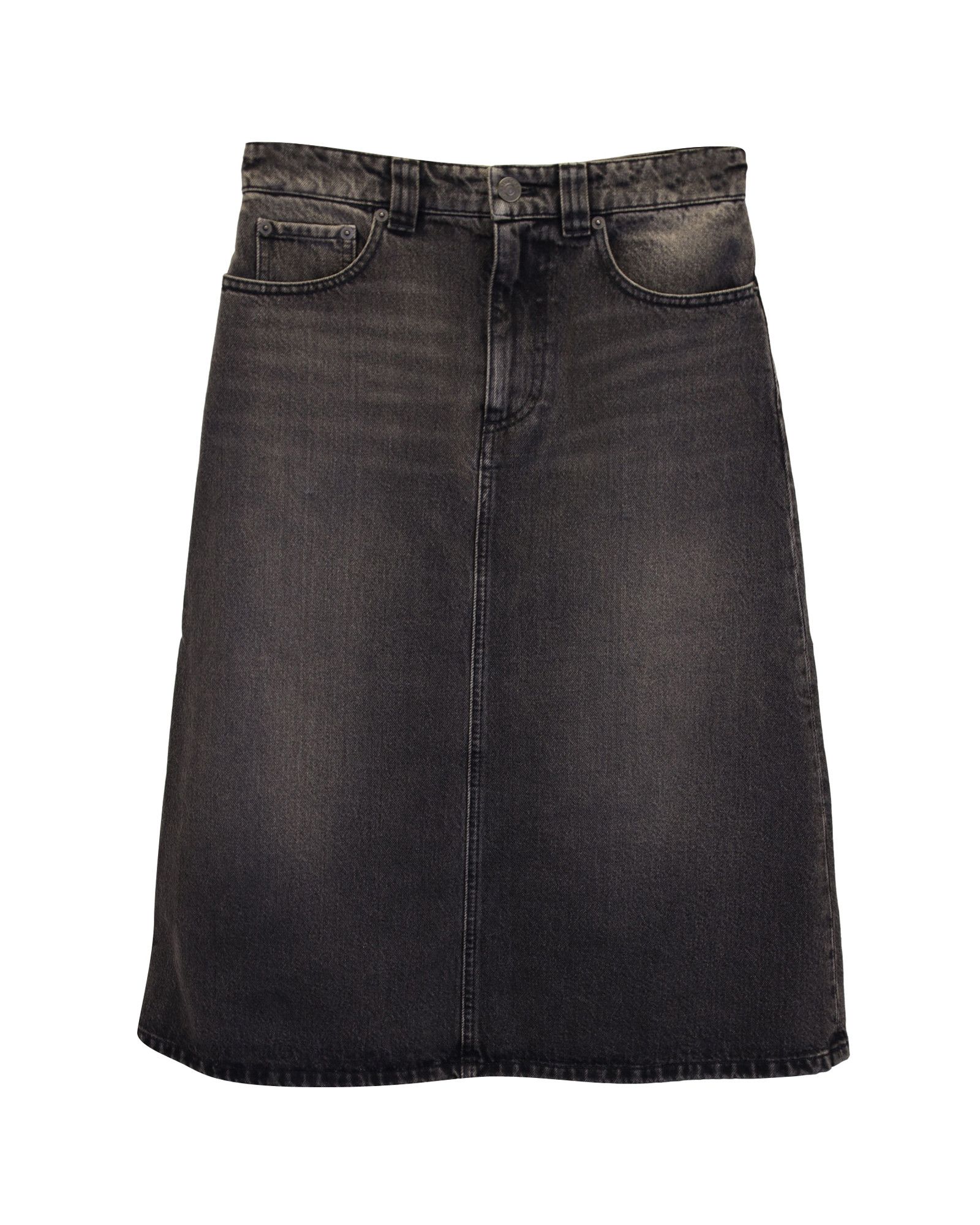Balenciaga Balenciaga A-line Midi Denim Skirt in Dark Grey Cotton Size 26" / US 2 / IT 38 - 1 Thumbnail