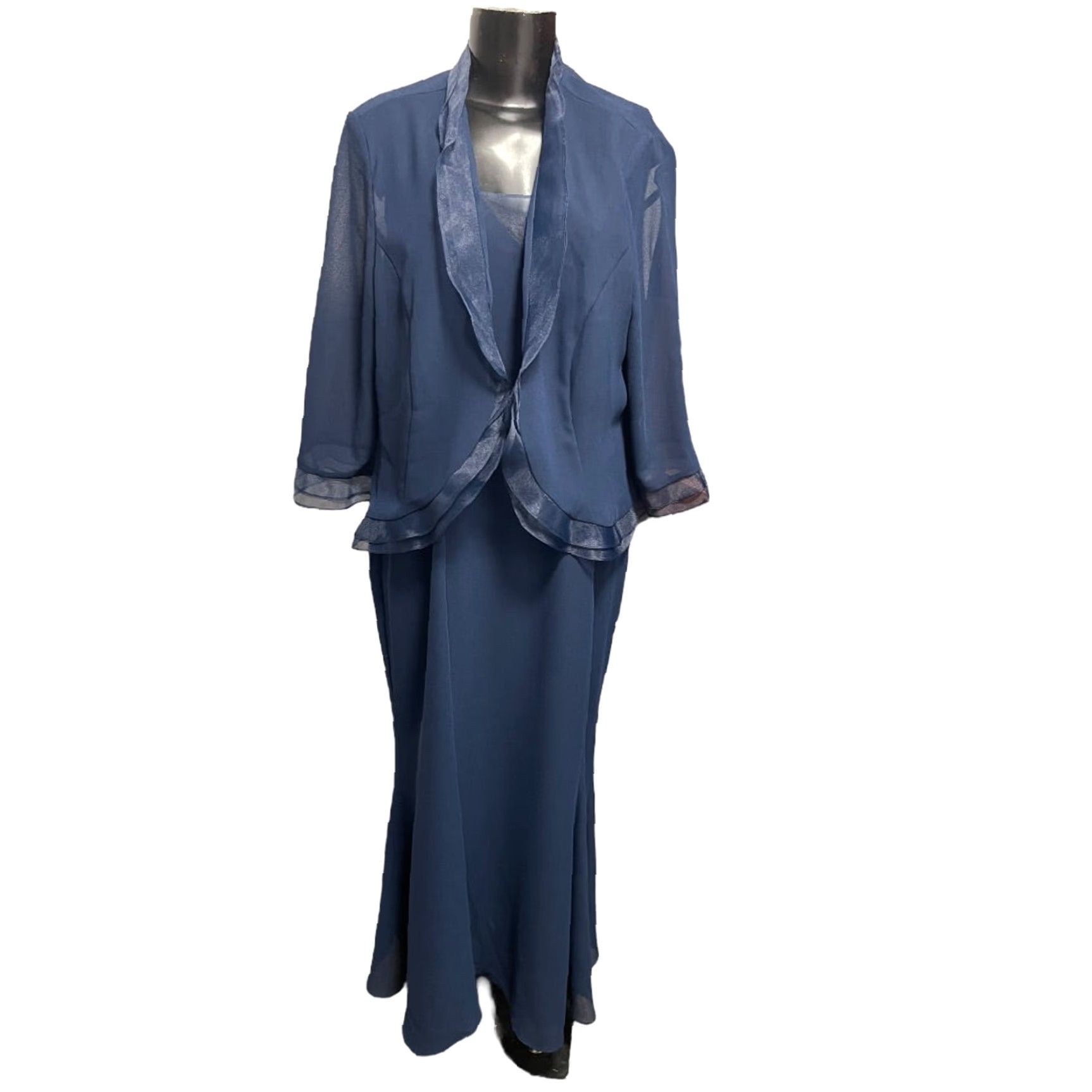 Vintage VINTAGE Jan's Boutique Eveningwear 2 Piece Dress Jacket Navy Blue Women Plus 18 Long Eveningwear Womens Size XXL / US 16-18 / IT 52-54 - 2 Thumbnail