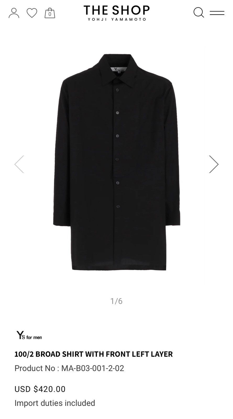 Yohji Yamamoto Yohji Yamamoto Y's for men shirt black Size US M / EU 48-50 / 2 - 6 Thumbnail